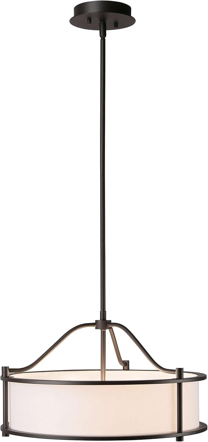 18'' Dark Bronze Drum Pendant Light with White Fabric Shade