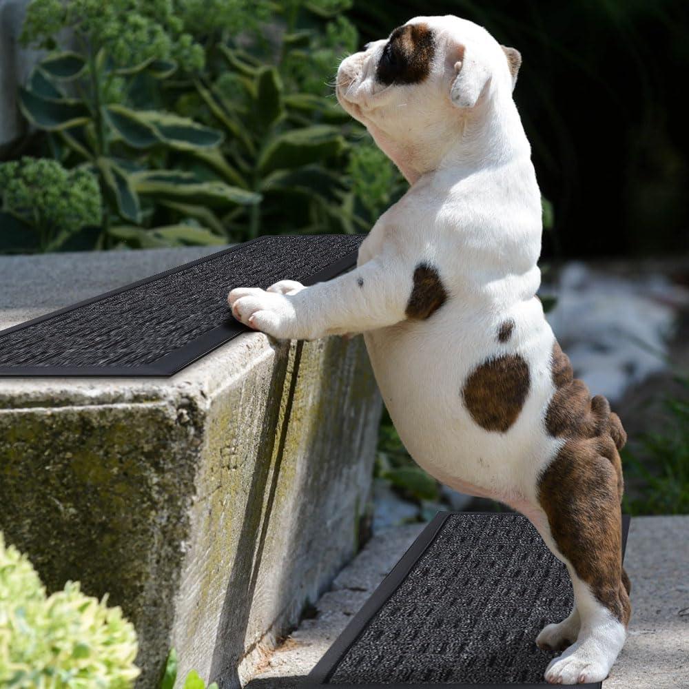 Aucuda 6pcs 8.5" x 30" Stair Treads Outdoor for Elders and Dogs on Wooden Steps, Non Slip Stair Runner Rug Heat Insulation Rubber Backing, Staircase Mat Carpet for Indoor Grip Farmhouse.