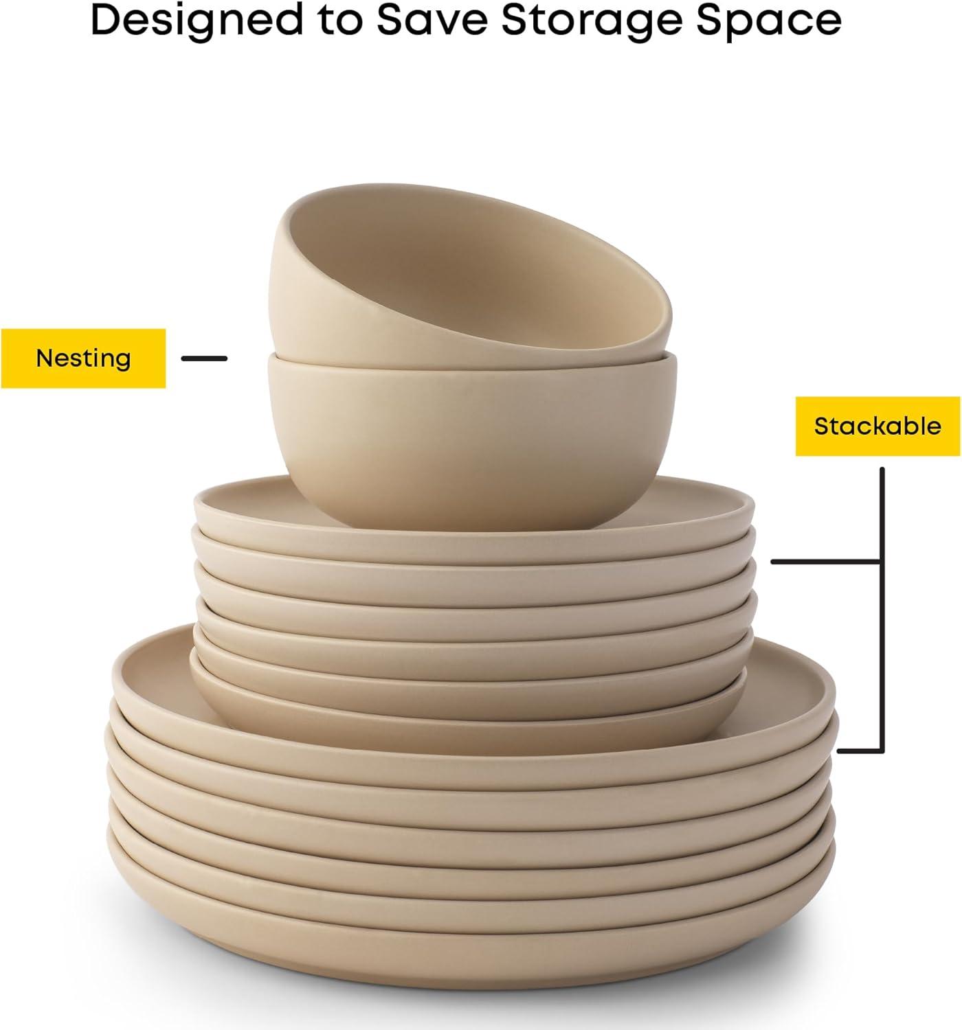 JoyJolt JoyJolt Mesa 6pc Stoneware 8" Salad plate set (Set of 6)