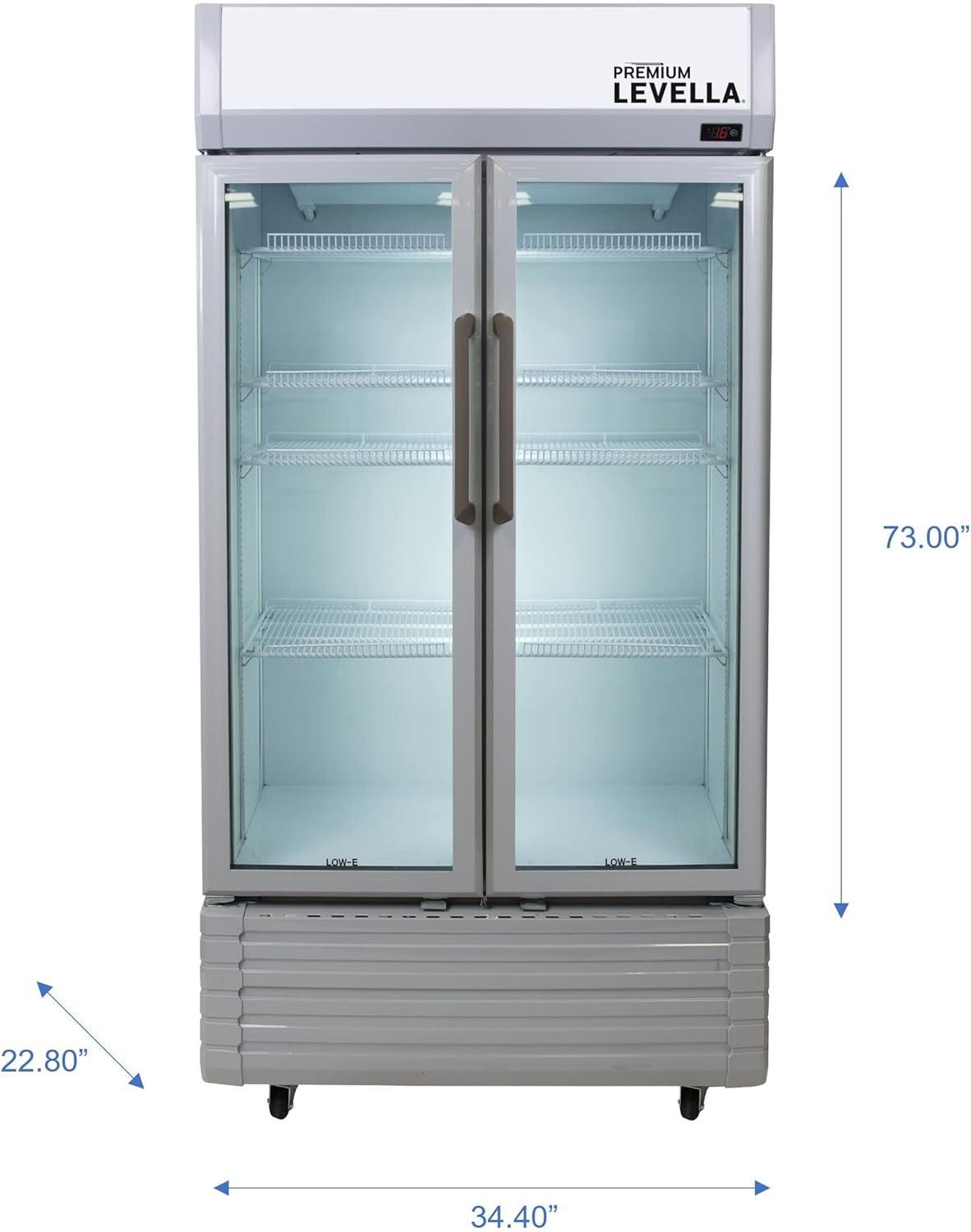 Premium 73'' Silver Smart Upright Double Glass Door Refrigerator