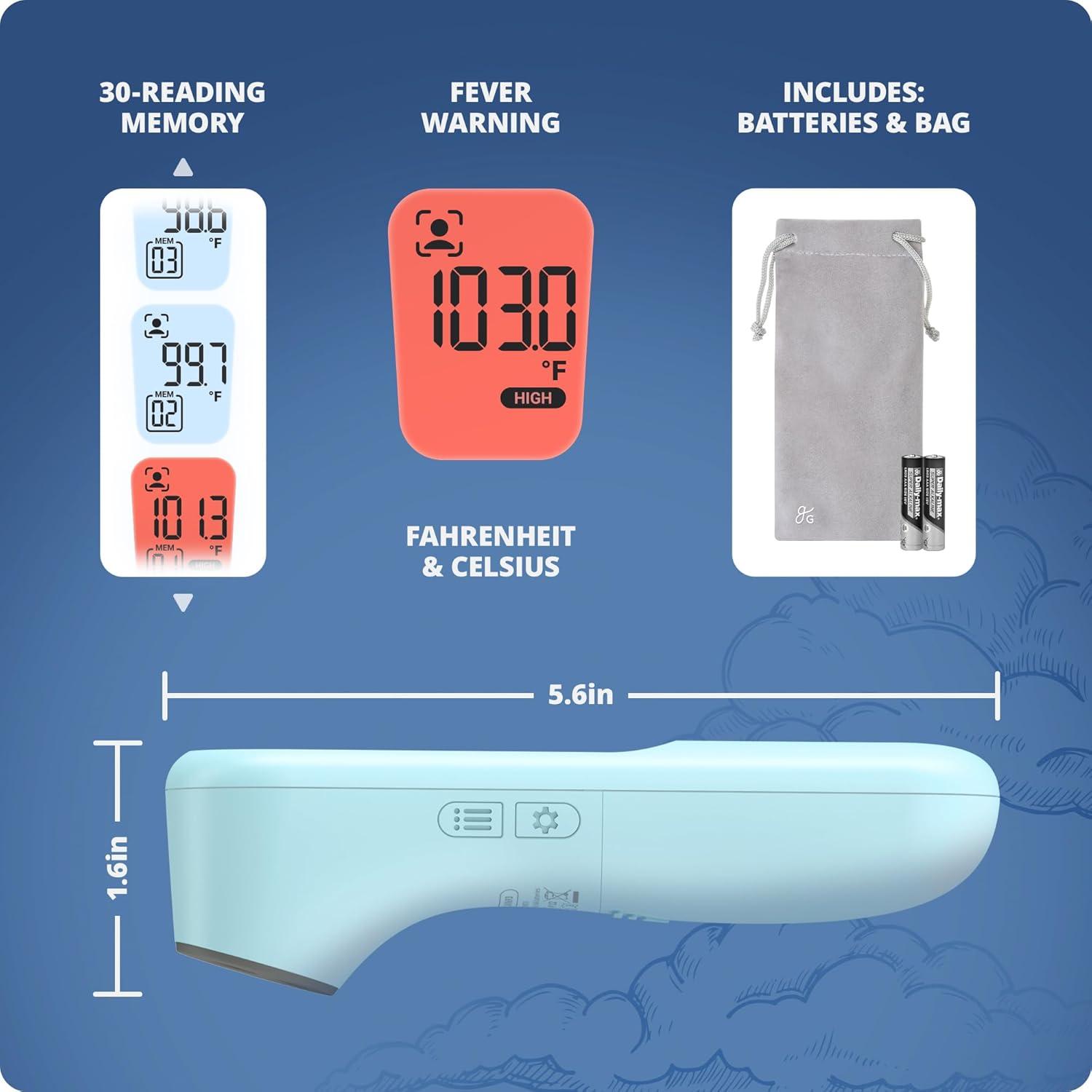 Greater Goods Digital Infrared Forehead Thermometer, Kids and Adults w Backlit Display, Blush Pink