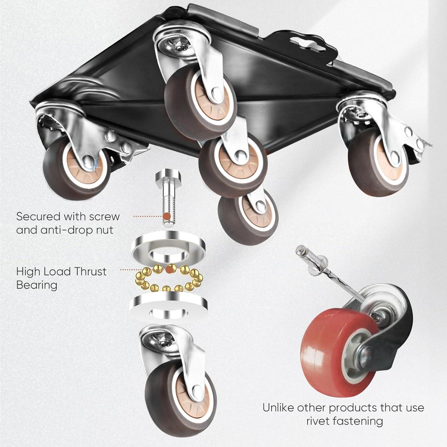 Heavy-Duty Black Carbon Steel Furniture Dolly Set