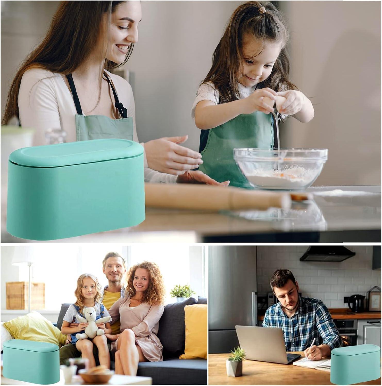 Sokhug Clearance Mini Trash Can with Lid - Removable Small Garbage Can,Plastic Trash Bin, Counter Top Wastebasket, Counter Garbage Lint Bin For Bathroom,Office,Kitchen,Desk,Cof