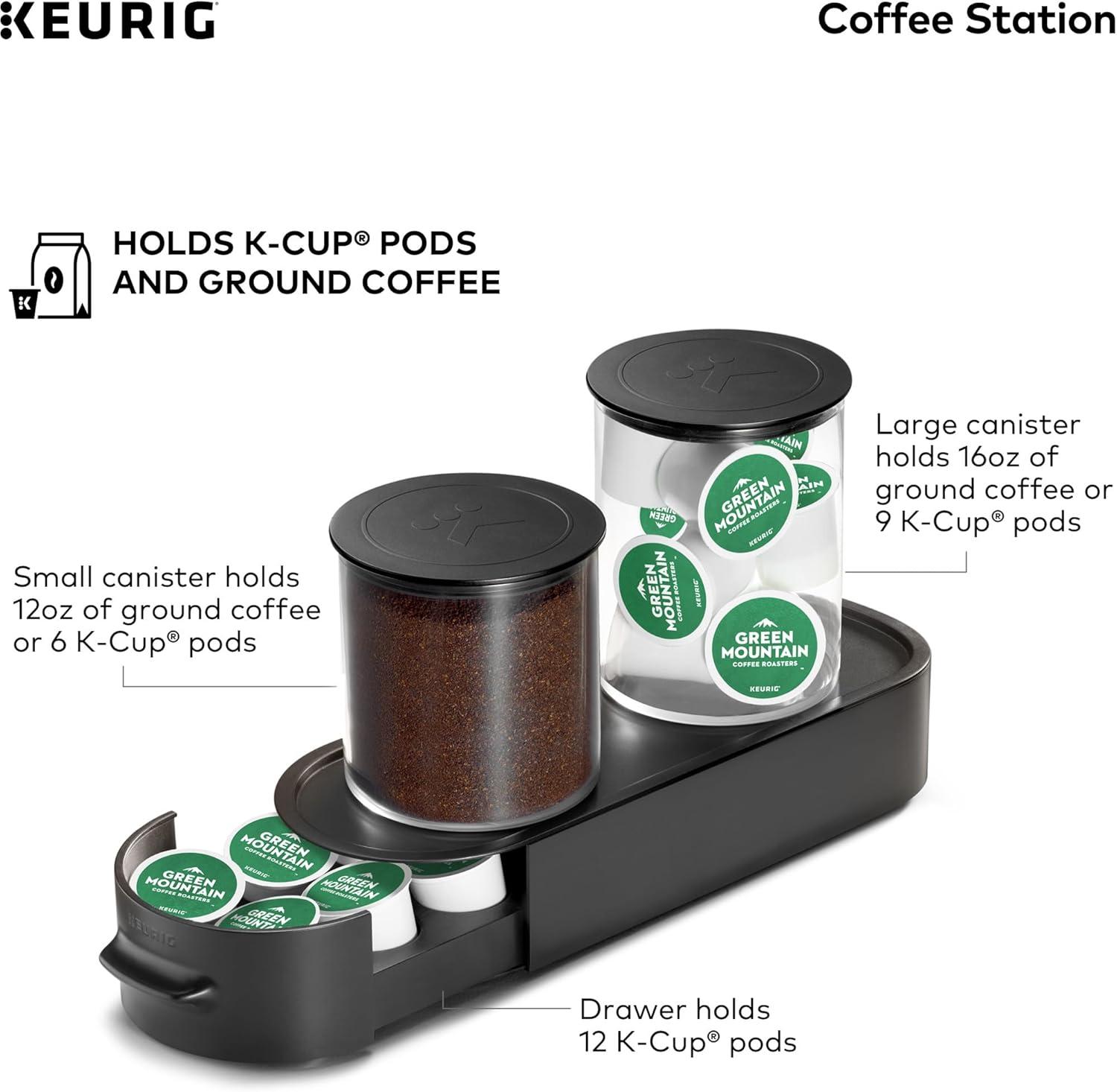 Keurig K-Cup Pod & Ground Coffee Storage Unit, Holds Ground Coffee & K-Cup Pods, Black