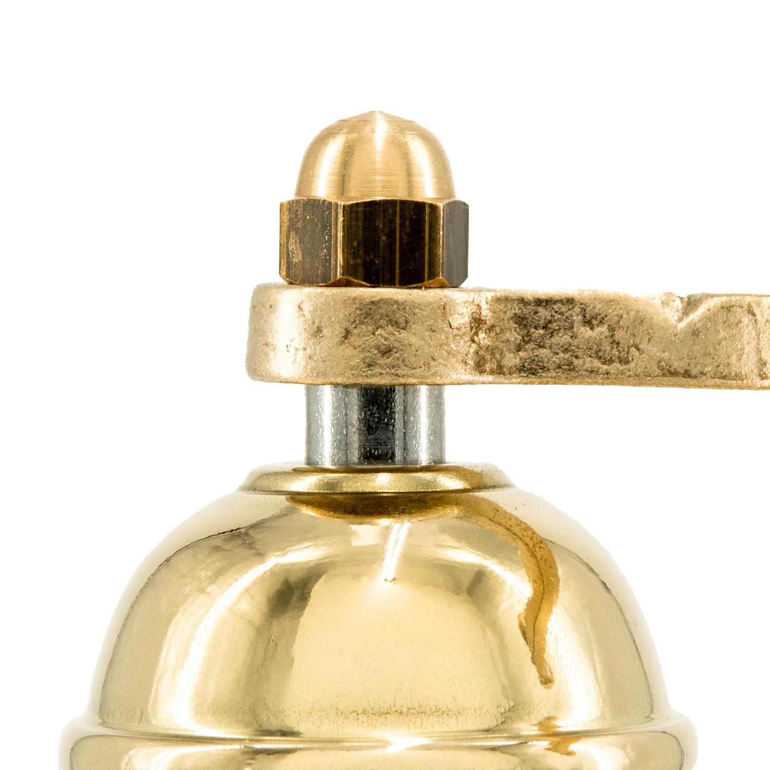The Original Greek Pepper Mill 9 Inch Tall | European Pepper Mill Grinder with Crank Handle | Manual Pepper Grinder | Peppercorns Refillable - Brass