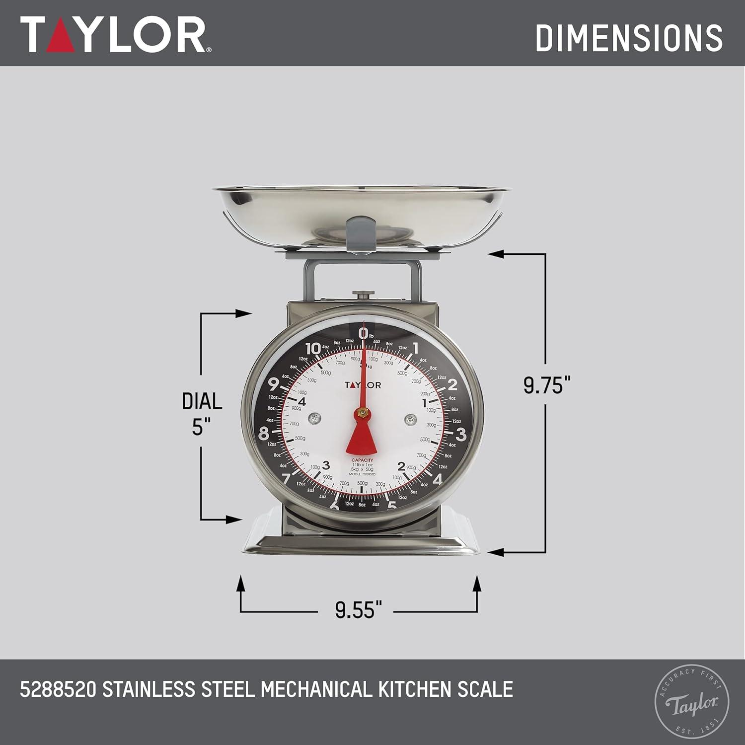 Taylor Retro Stainless Steel Mechanical Kitchen Scale with Bowl