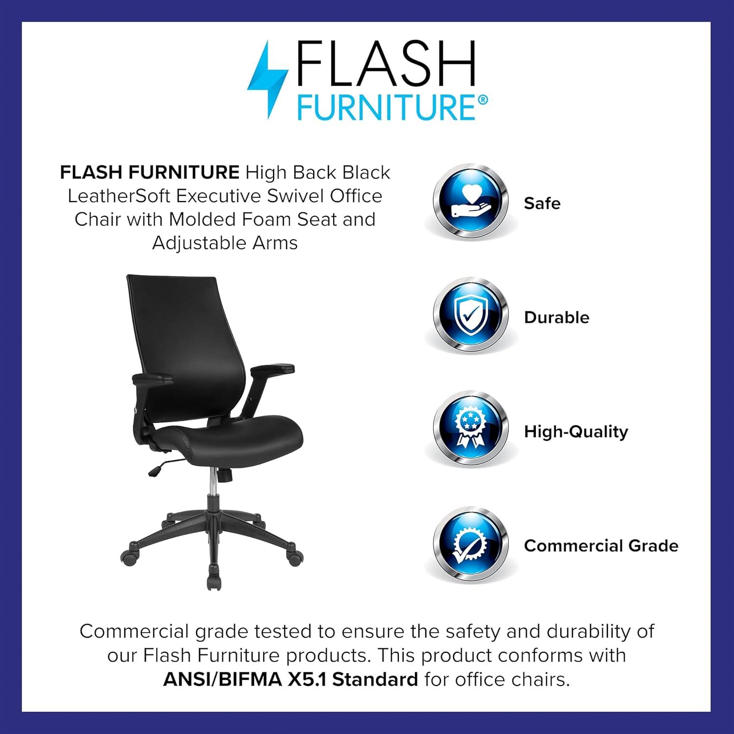 Flash Furniture Magruder High Back LeatherSoft Executive Chair with Molded Seat and Adjustable Arms
