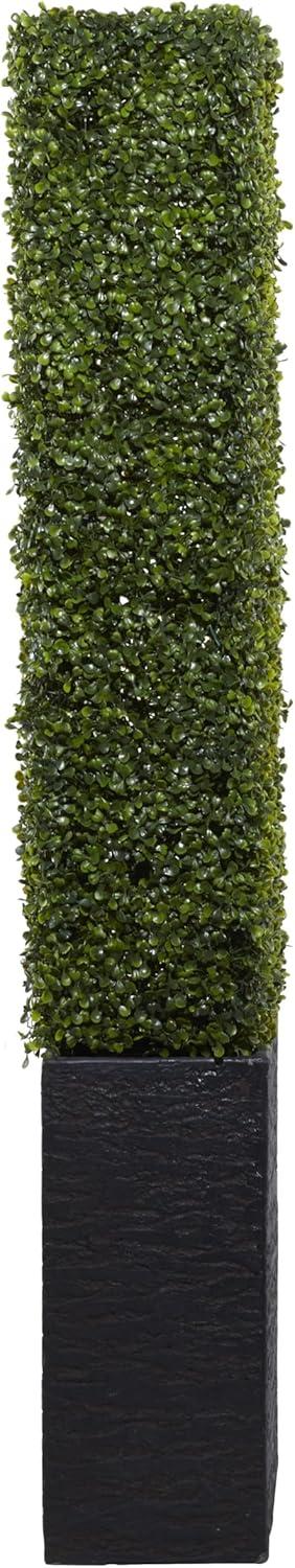 DecMode Green Plastic Contemporary Artificial Boxwood Hedge Topiary with Black Planter Box 22" x 9" x 59"