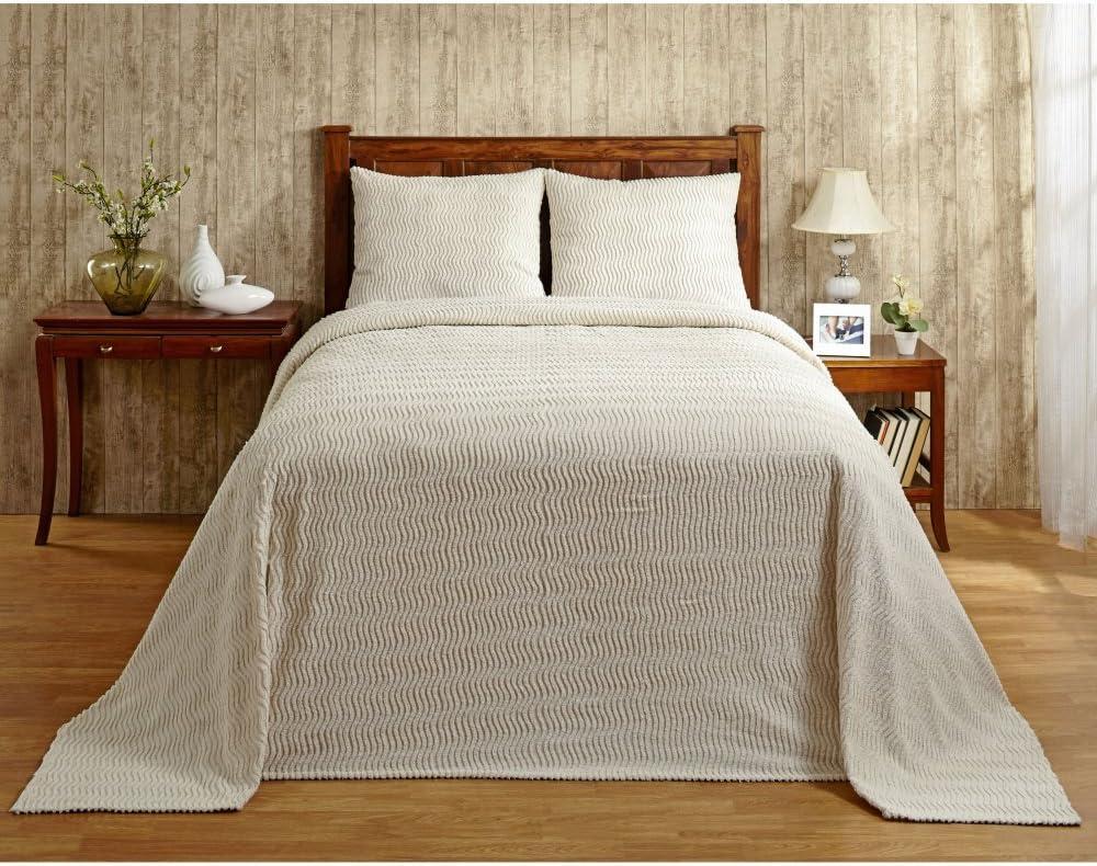 Better Trends Chenille Bedspread For Twin Size Bed 100% Cotton Lightweight Bedspread for all Season 81" x 110" Natick Collection - Ivory
