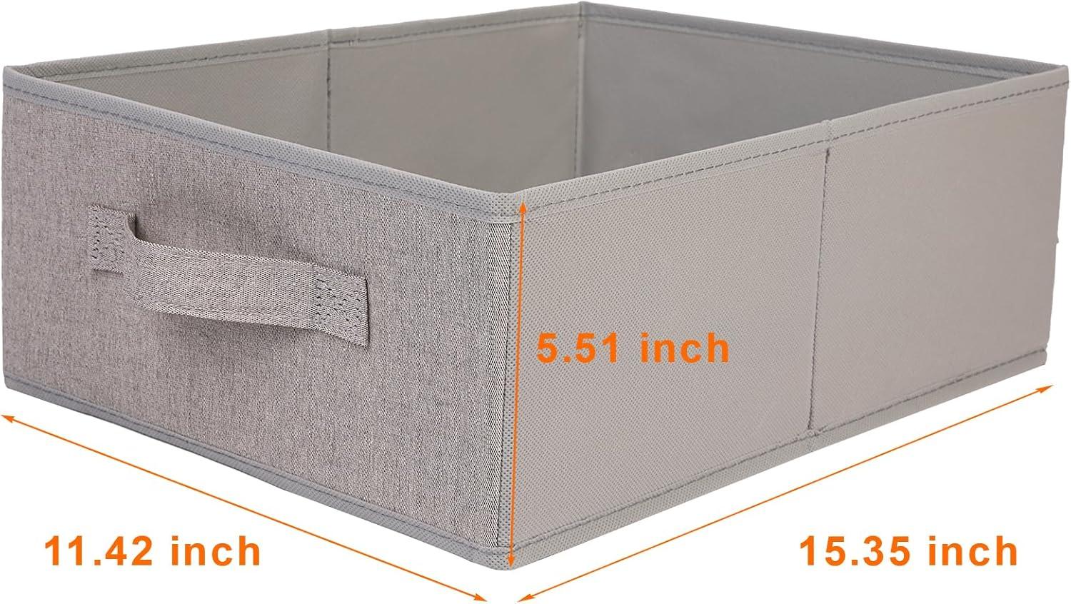 Gray Fabric Foldable Storage Bins with Handles, Set of 4