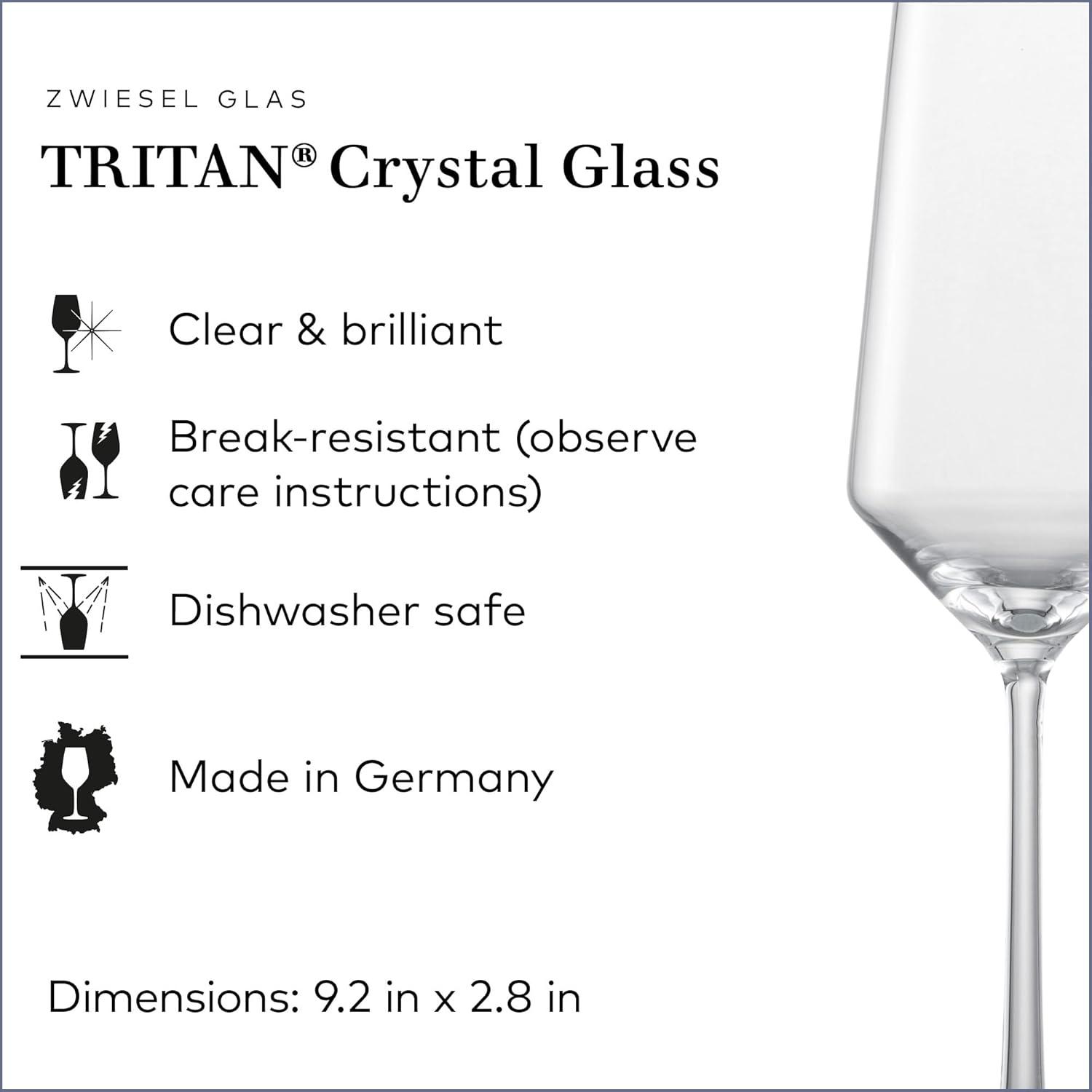 Schott Zwiesel Tritan Crystal Glass Stemware Pure Collection Champagne Flute with Effervescence Points, 7.1-Ounce, Set of 2