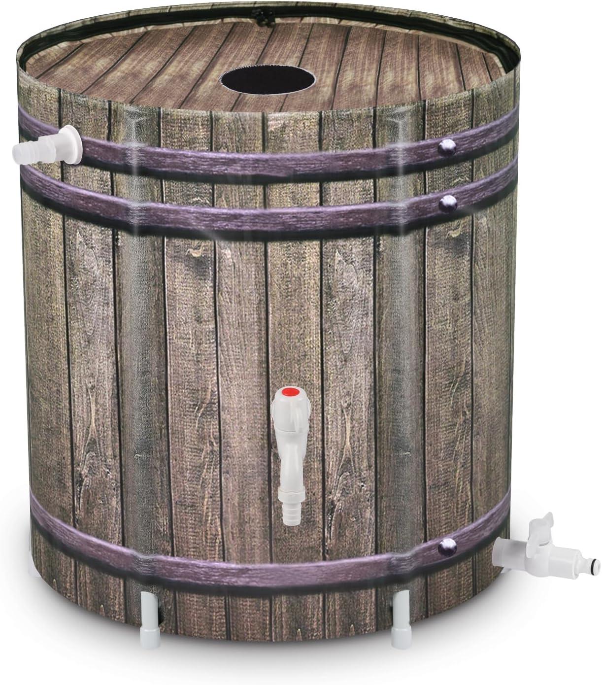 50 Gallon Collapsible Rain Barrel With Filter, Spigots, Overflow Kit For Rainwater Collection