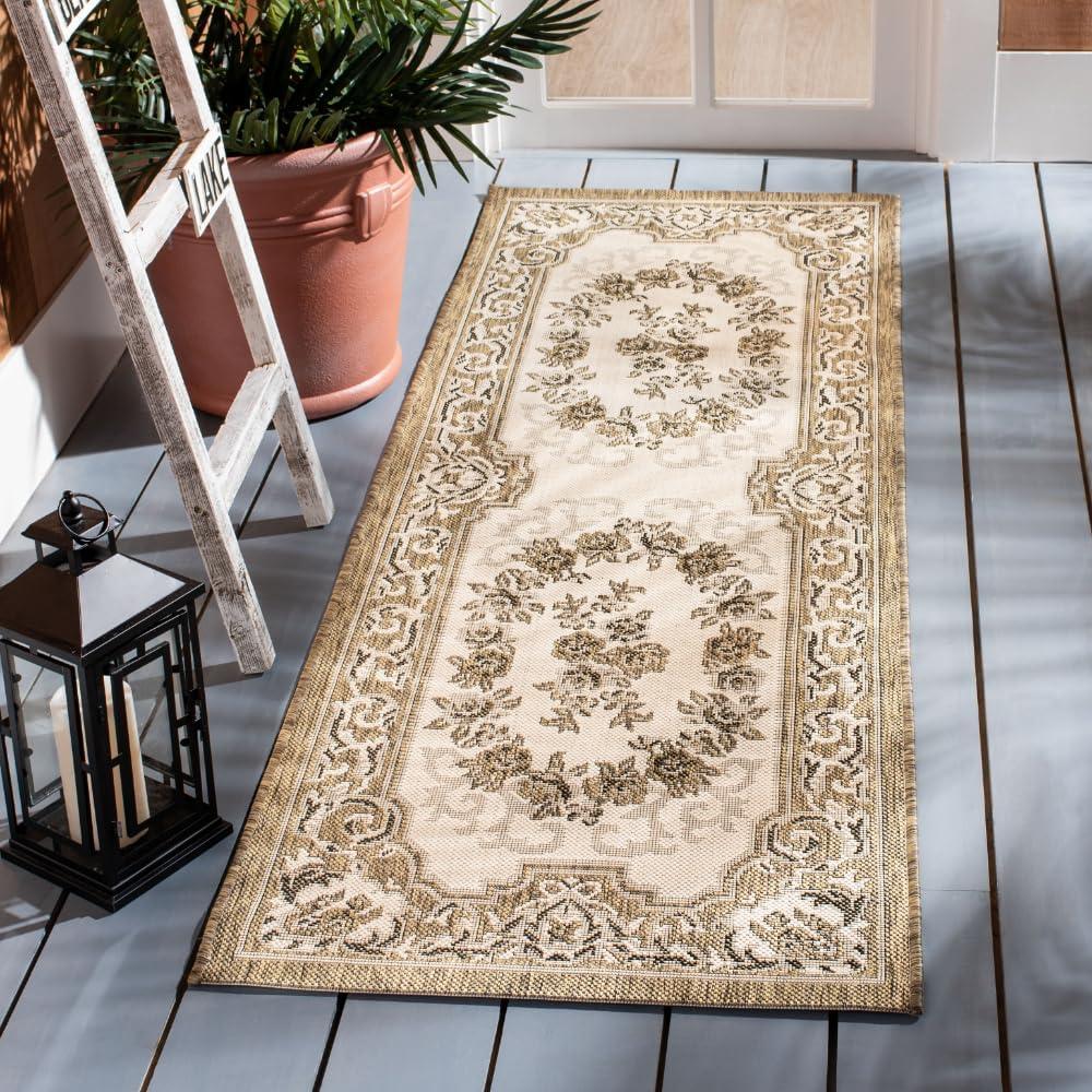 Courtyard CY7208 Power Loomed Indoor/Outdoor Runner Rug - Creme/Brown - 2'3"x10' - Safavieh.