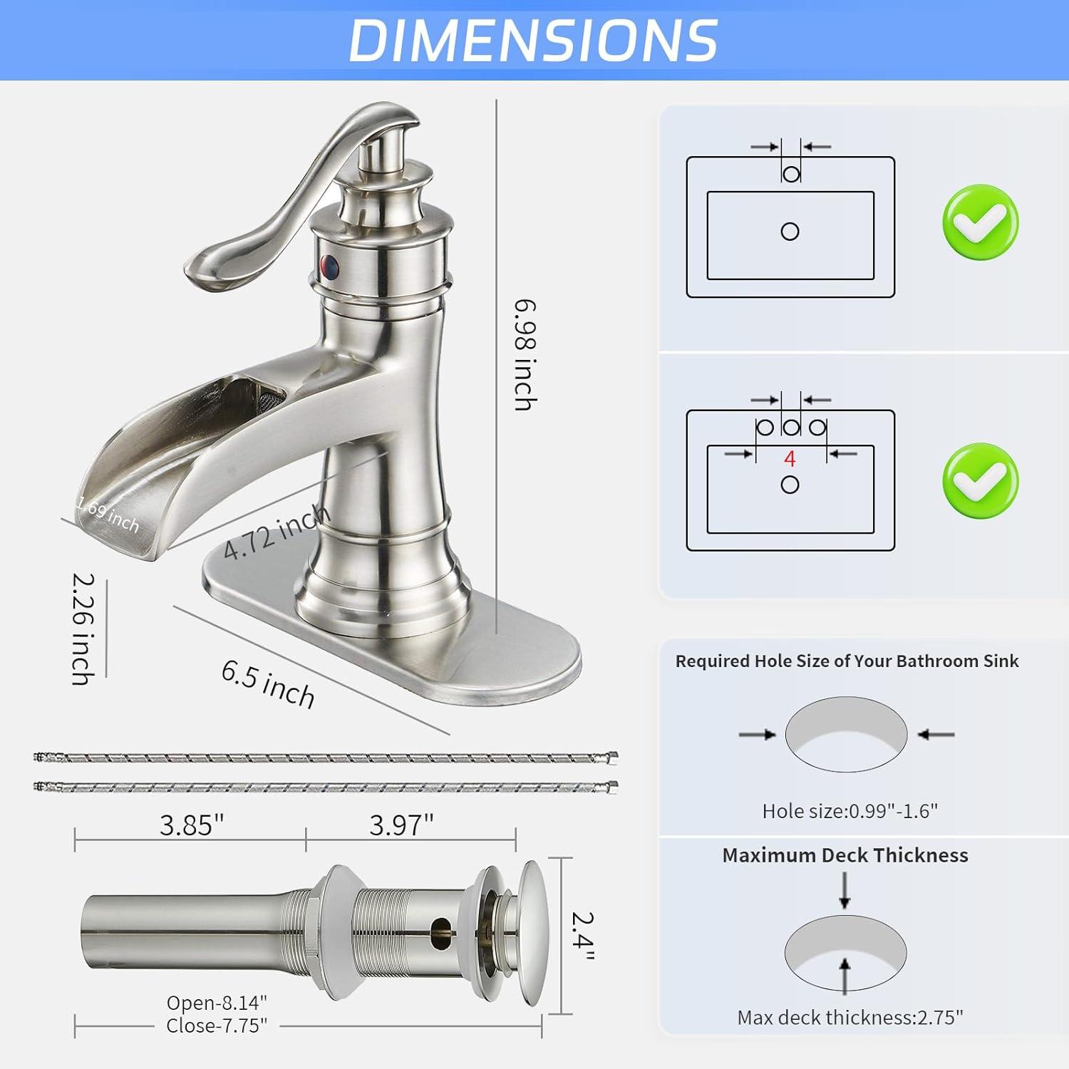 Single-Hole Single-handle Bathroom Faucet with Drain Assembly