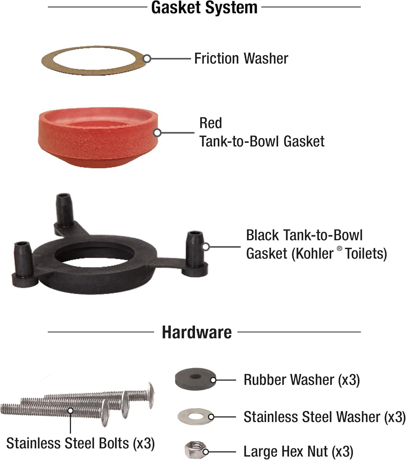 Universal Black and Red Tank-to-Bowl Gasket System