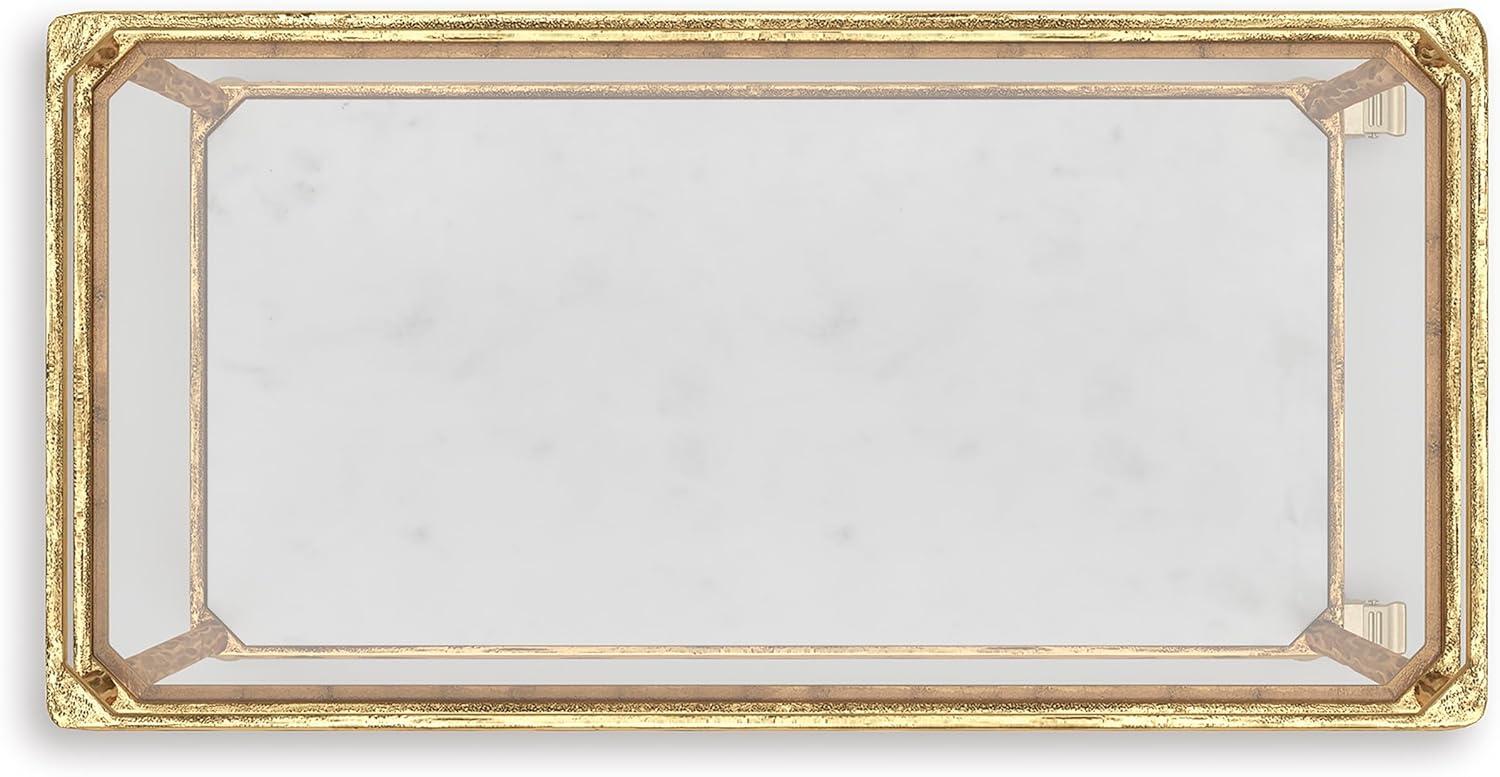 Signature Design by Ashley Kailman Bar Cart Gold Finish: Modern Mirrored Glass Beverage & Cocktail Cart with Locking Casters