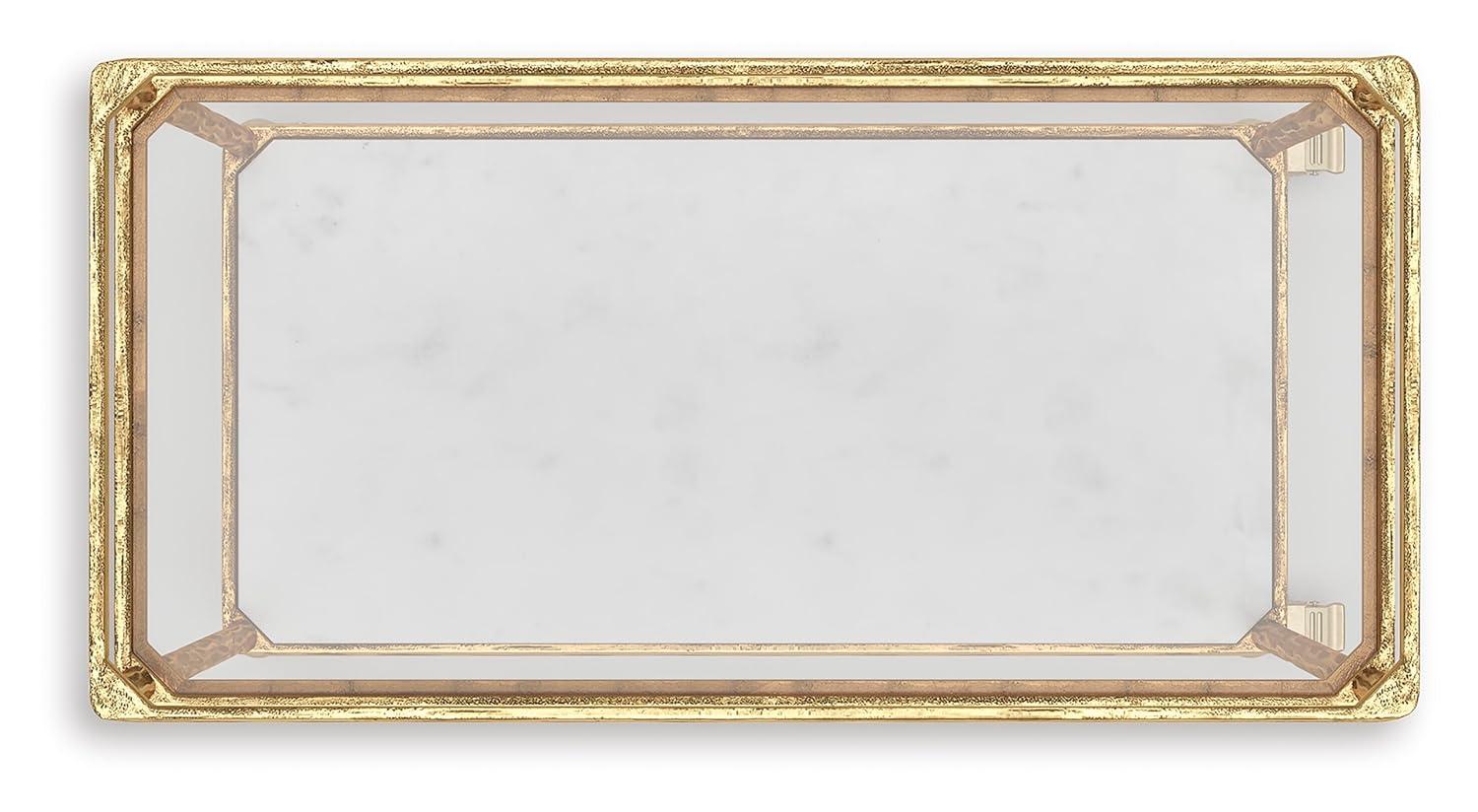 Signature Design by Ashley Kailman Bar Cart Gold Finish: Modern Mirrored Glass Beverage & Cocktail Cart with Locking Casters