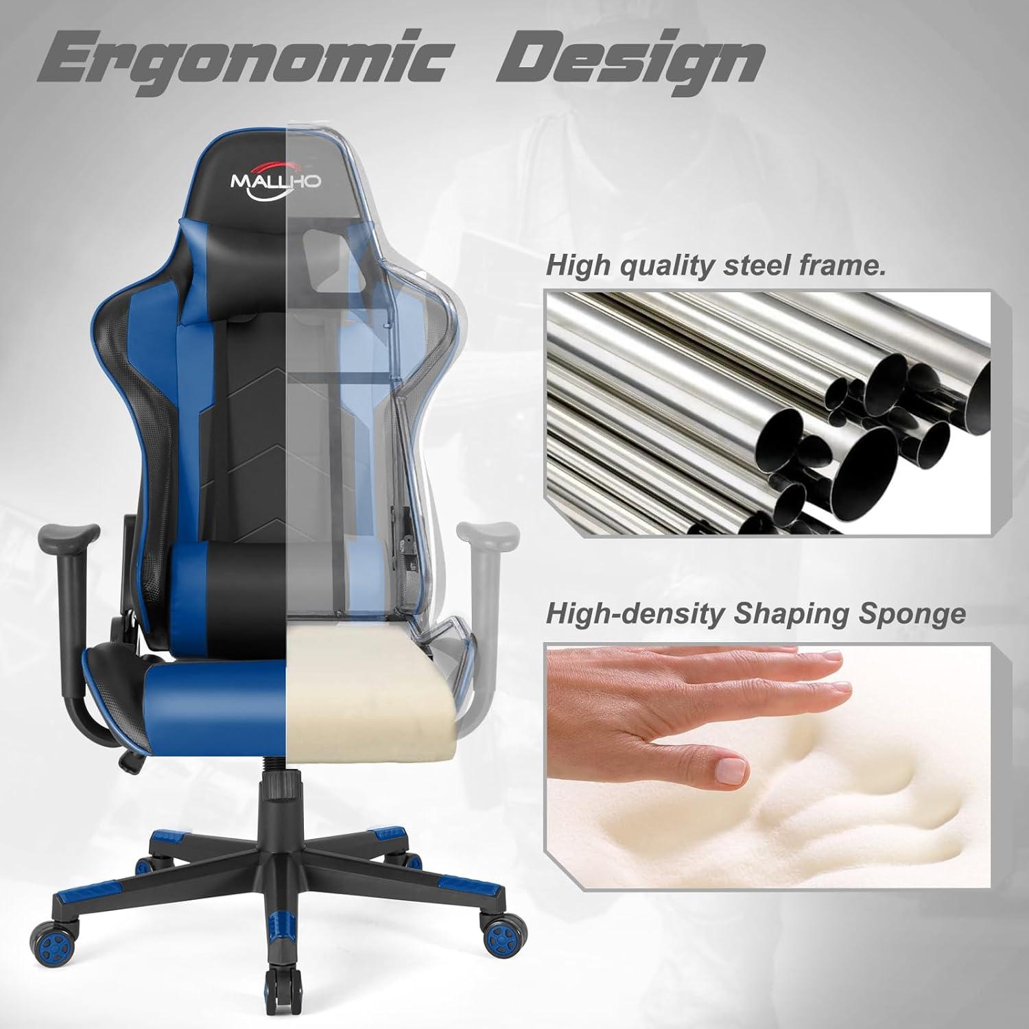 Polar Aurora Adjustable Ergonomic Faux Leather Swiveling PC & Racing Game Chair