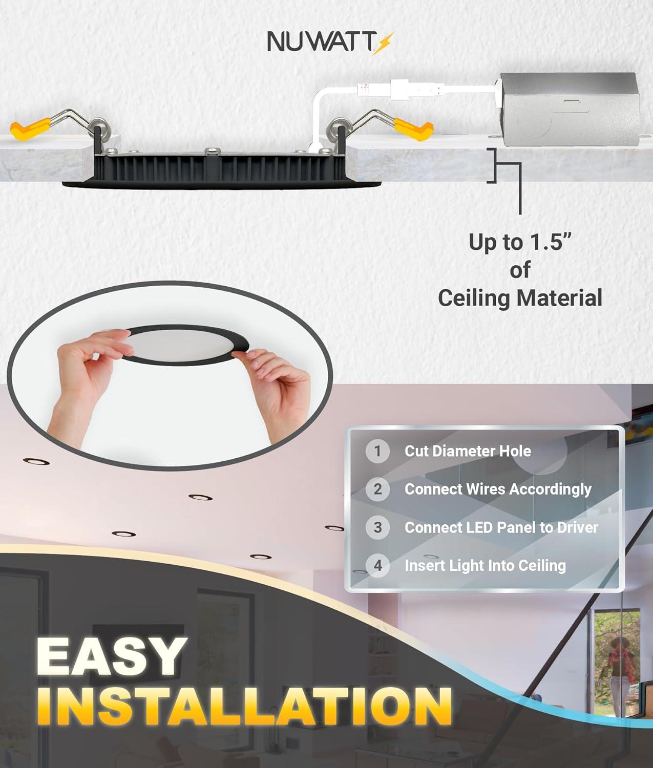 Panel Downlight 6.88'' Selectable Color Temperature Dimmable Air-Tight IC Rated LED Canless Recessed Lighting Kit