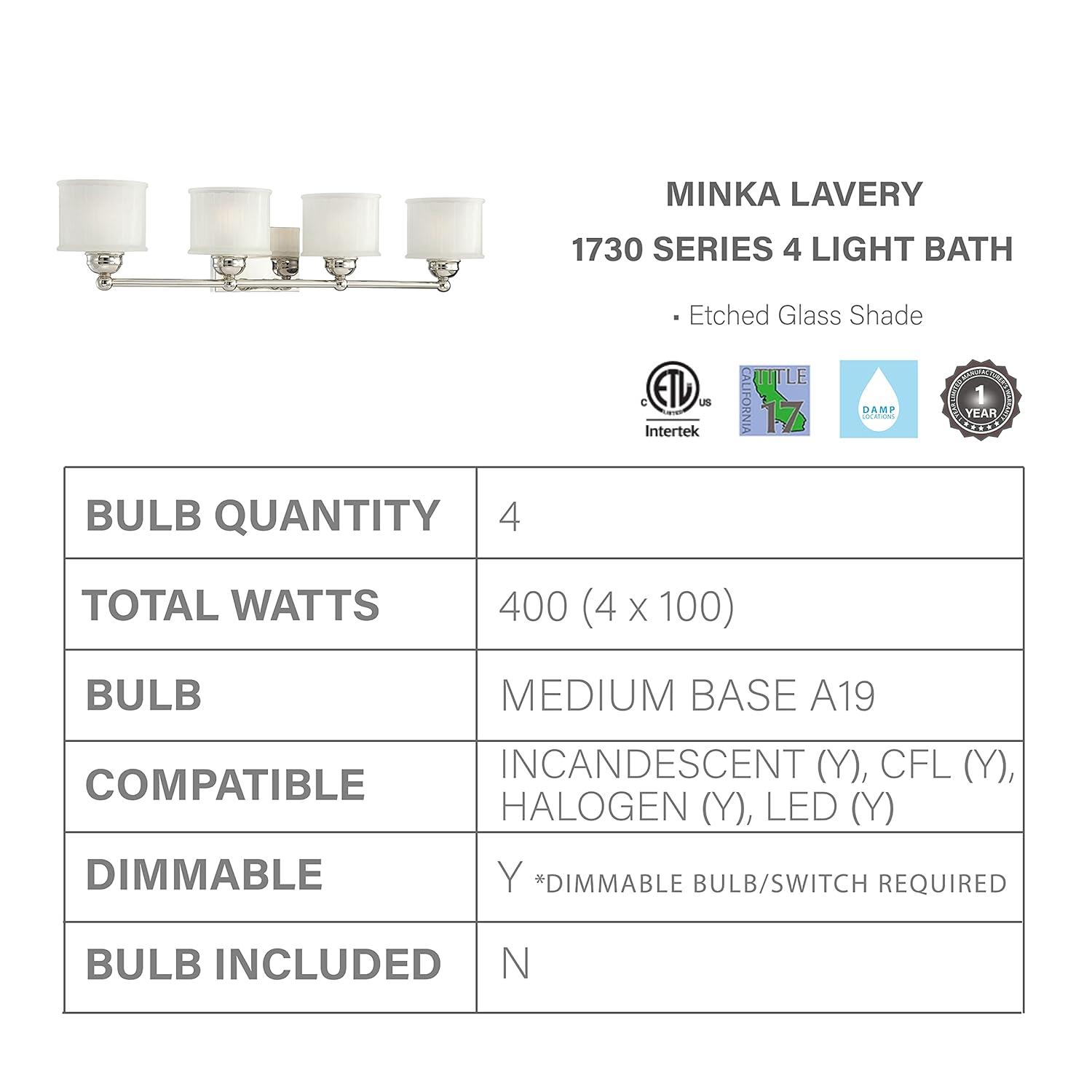 Minka Lavery - 1730 Series - 4 Light Transitional Bath Vanity in Transitional