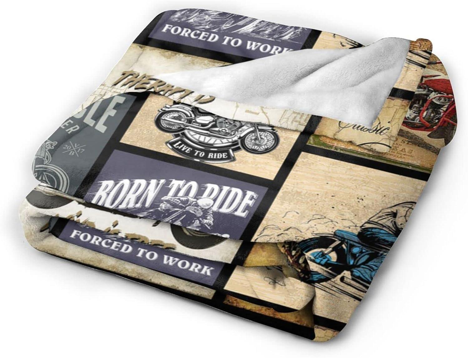 Motorcycle Blanket Gifts for Men and Women Throw Blanket for Couch Sofa Bed Plush Throw Fleece Blanket Soft Cozy Bedding for Kids and Adults Bedroom Size 60"x50"