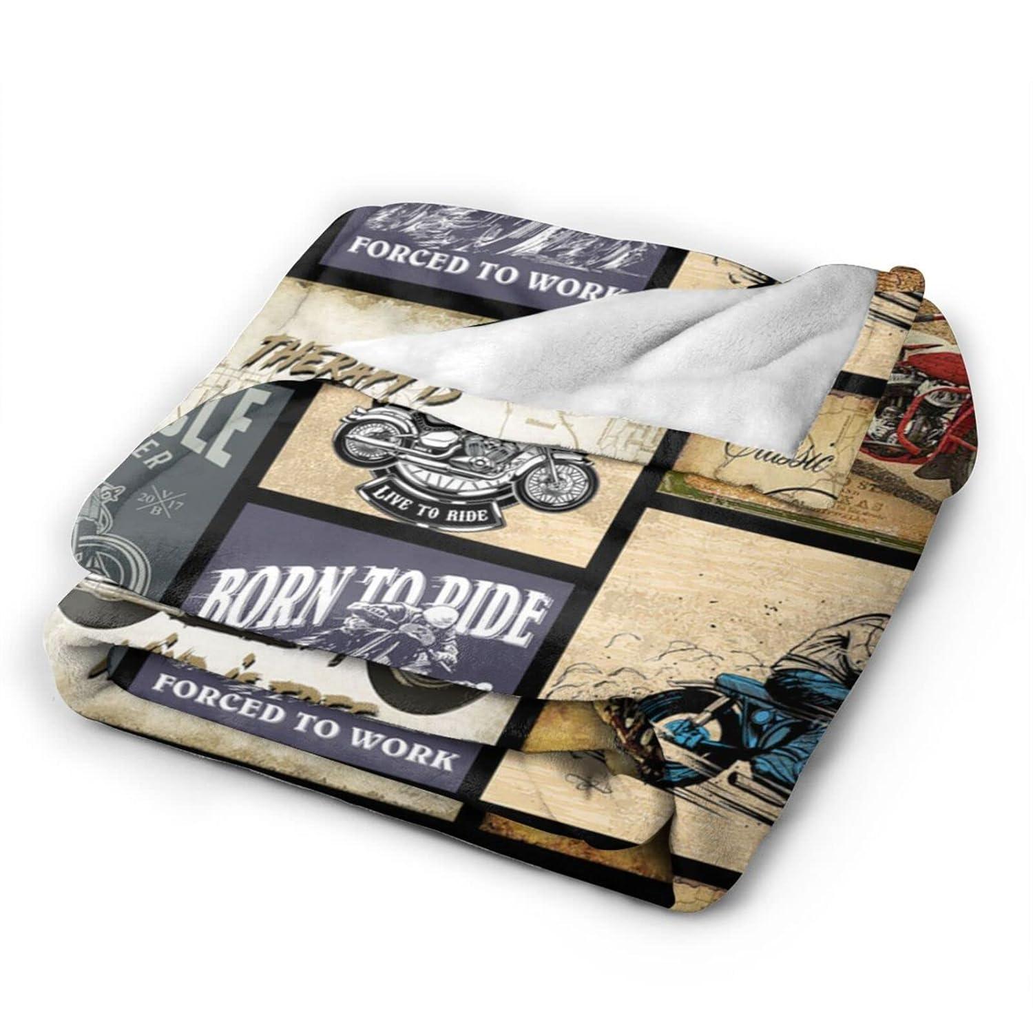Motorcycle Blanket Gifts for Men and Women Throw Blanket for Couch Sofa Bed Plush Throw Fleece Blanket Soft Cozy Bedding for Kids and Adults Bedroom Size 60"x50"