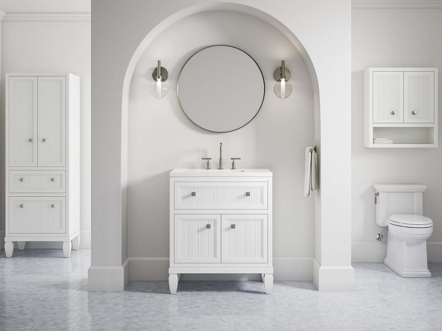 Hearthaven 30'' Free Standing Single Bathroom Vanity Cabinet with Sink and Quartz Top
