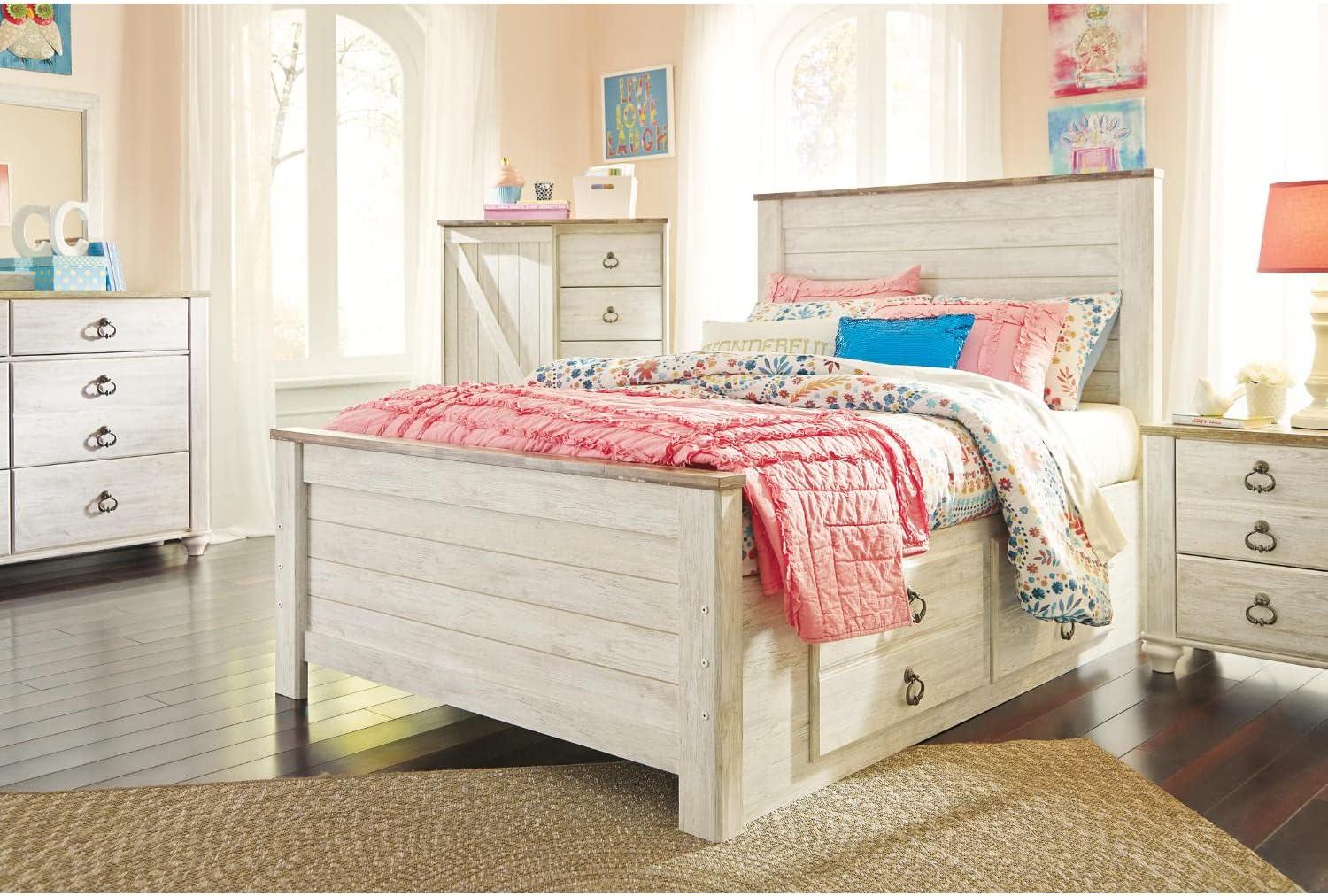 Signature Design by Ashley Casual Willowton Full Panel Headboard  Whitewash