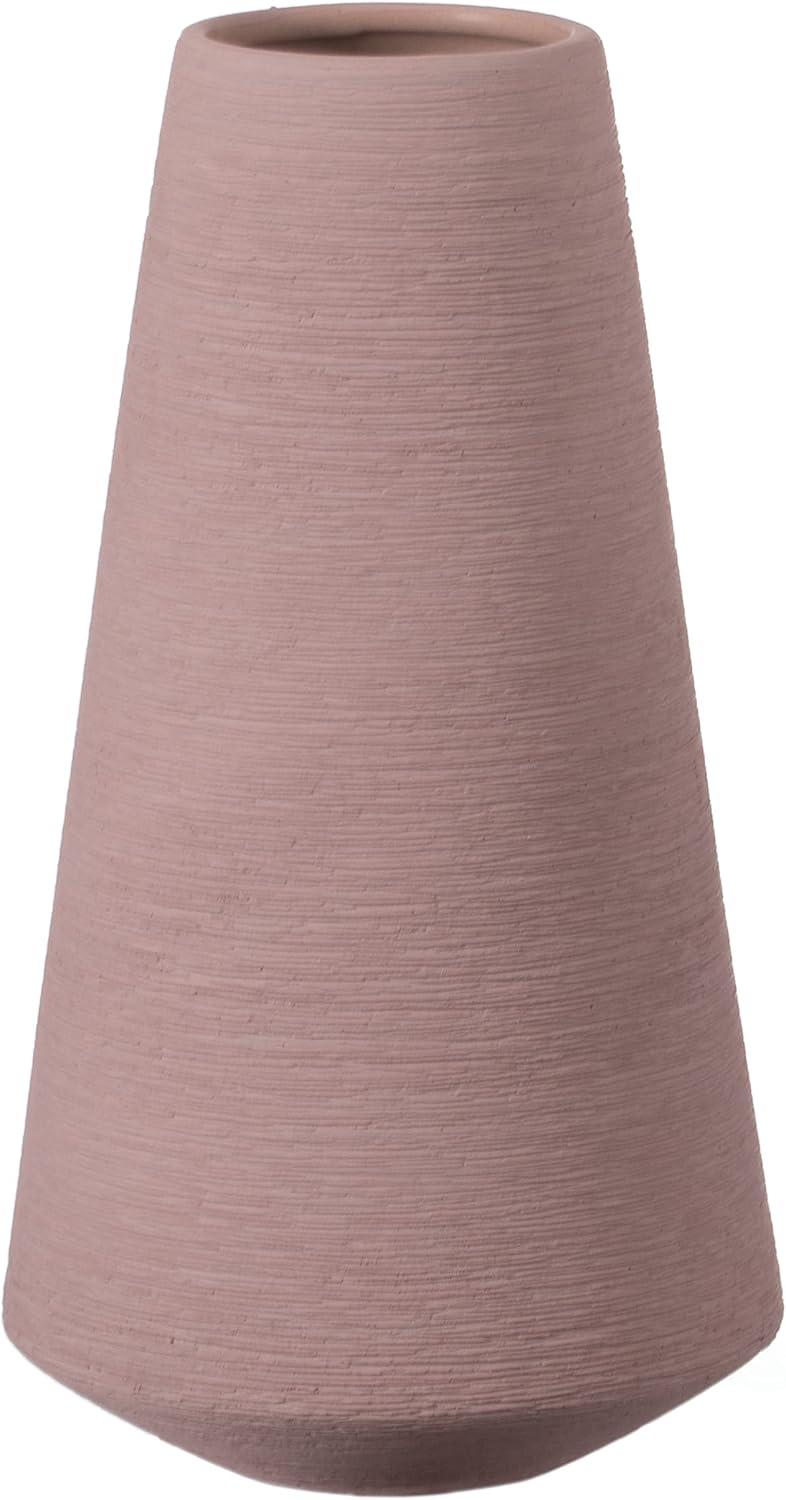 Uniquewise 10" H Decorative Ceramic Round Cone Shape Centerpiece Table Vase Pink, Large