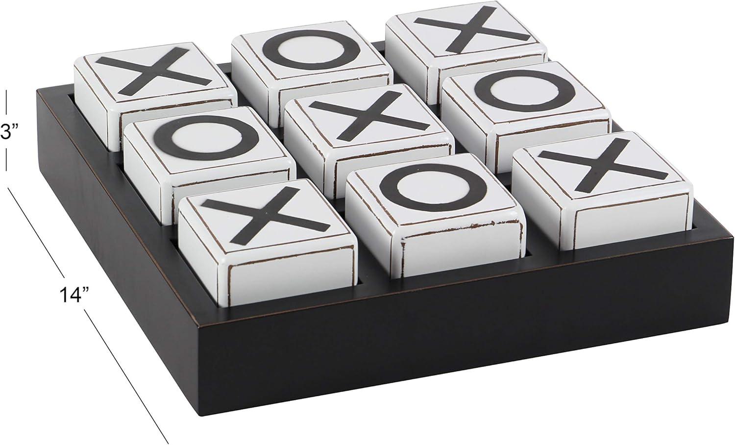 14" Contemporary Wooden Tic Tac Toe Sculpture Black - Olivia & May: MDF Tabletop Game Set