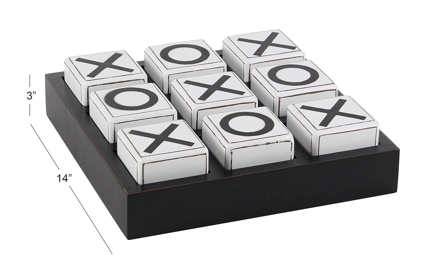 14" Contemporary Wooden Tic Tac Toe Sculpture Black - Olivia & May: MDF Tabletop Game Set