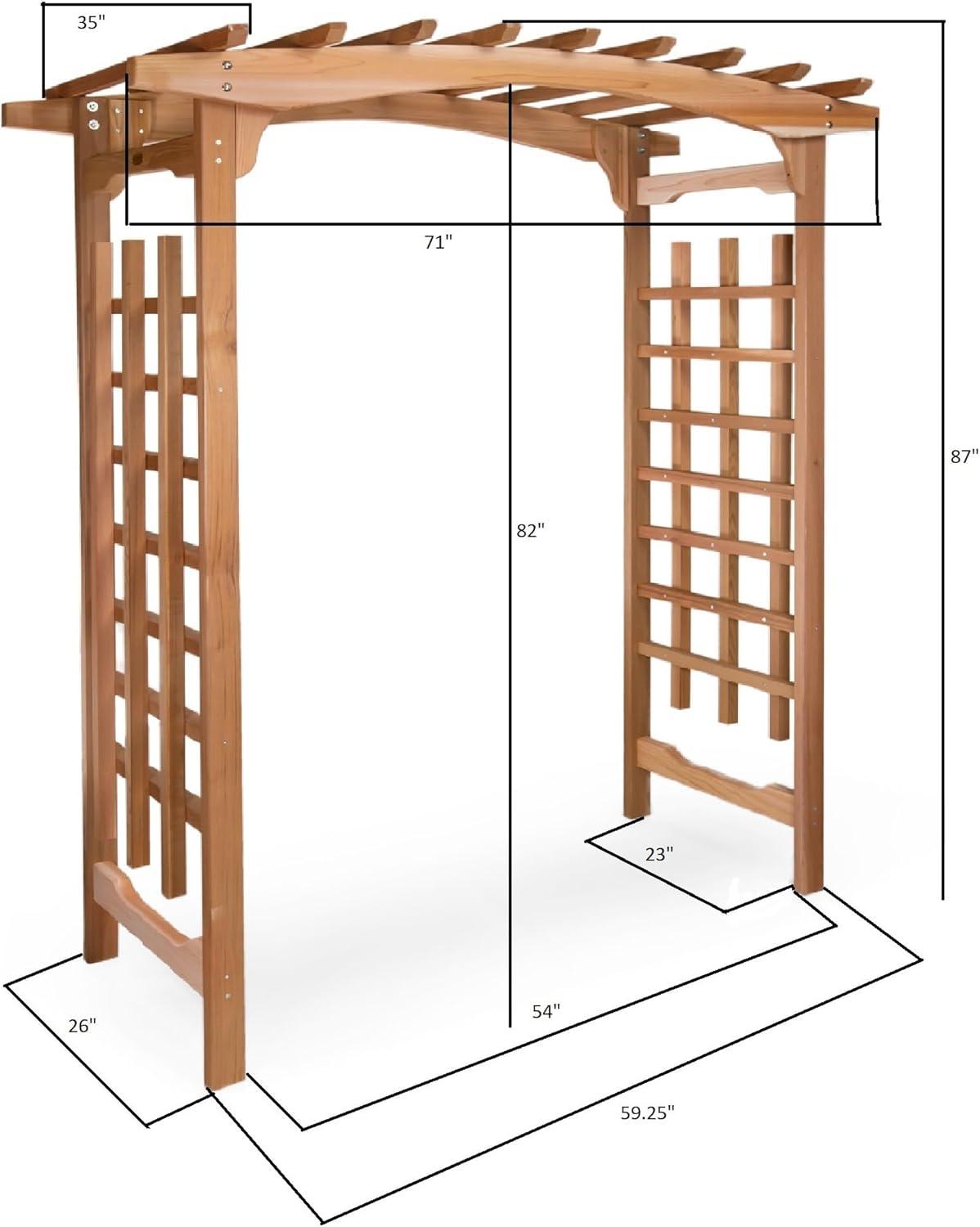 Beige Cedar Wood Garden Arbor with Lattice Sides