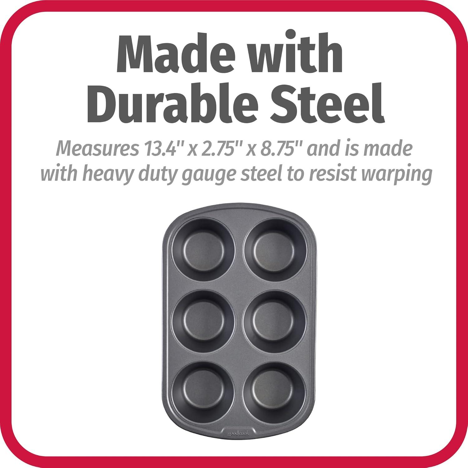 Gray Nonstick Steel Jumbo 6-Cup Muffin Pan