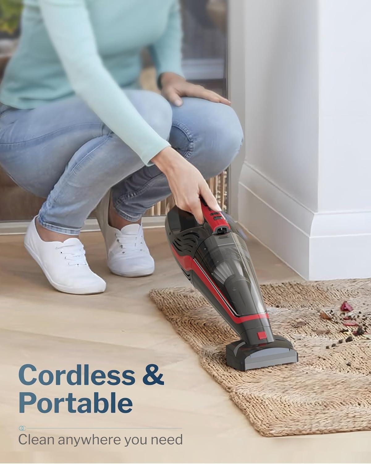 Pet Hair Handheld Vacuum, Car Vacuum Portable Cordless With Reusable Filter And Motorized Brush, Hand Vacuum Cordless Rechargeable For Carpet, Couch & Stairs