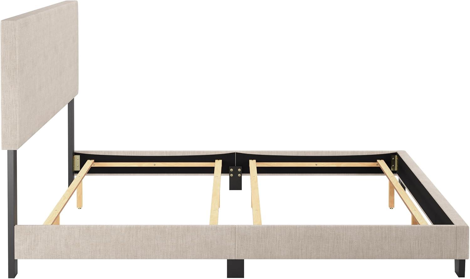 Celeste Modern Upholstered King Bed Beige - CorLiving: Transitional Style, Polyester Fabric, MDF & Wood Frame