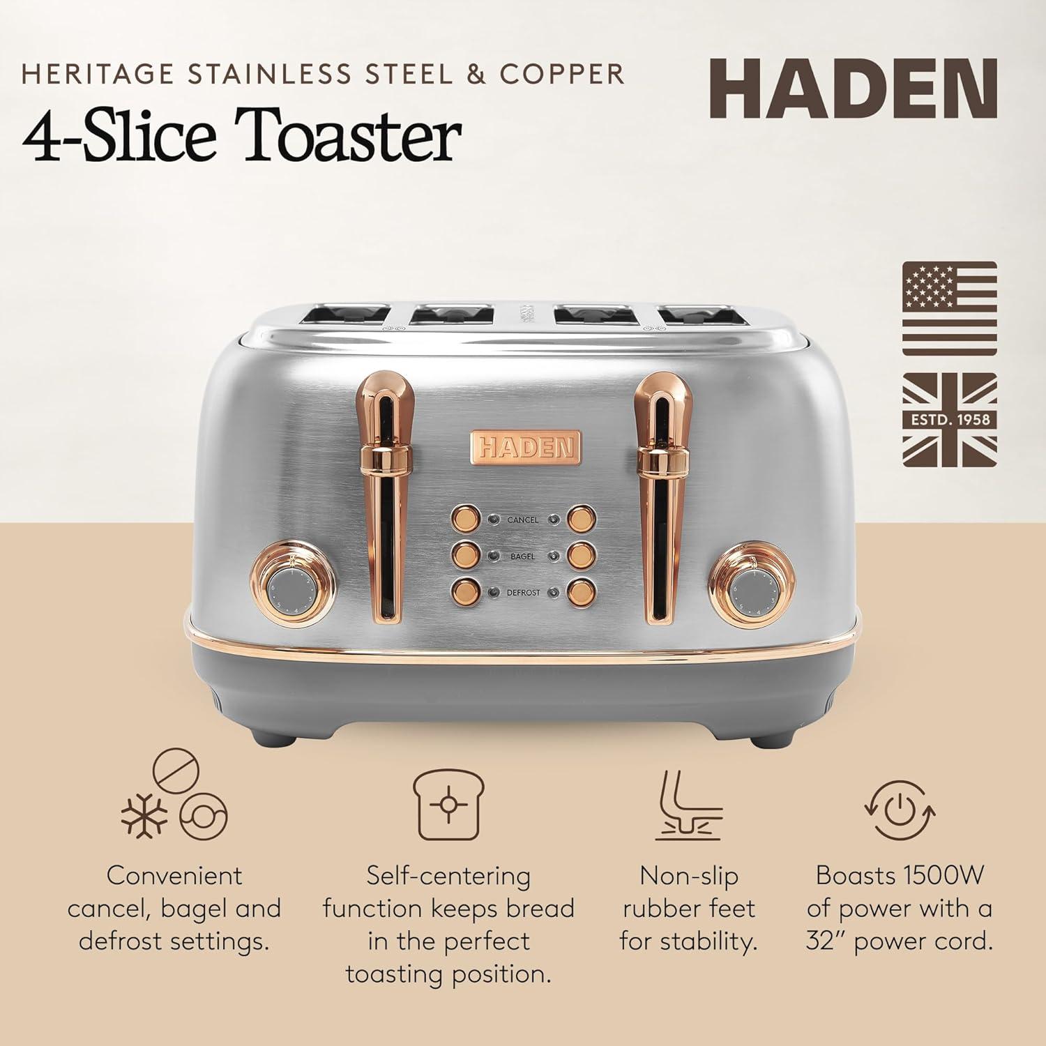 HADEN Heritage 4-Slice Wide Slot Toaster