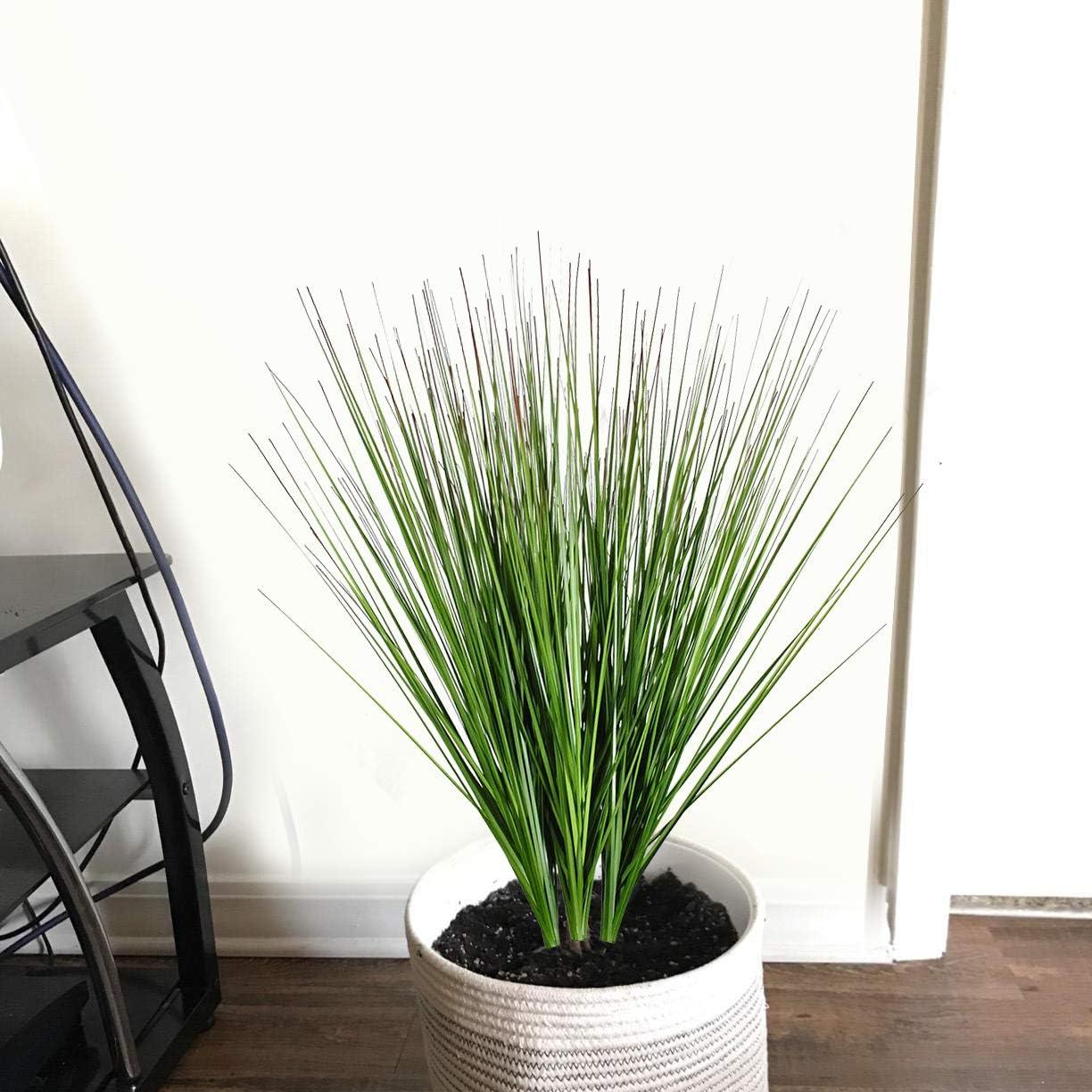 Artificial Plants 6PCS 27“ Fake Tall Onion Grass Faux Plant,Artificial Grass Greenery Shrubs Bushes for Garden Porch Window Box Shop Office Home Décor