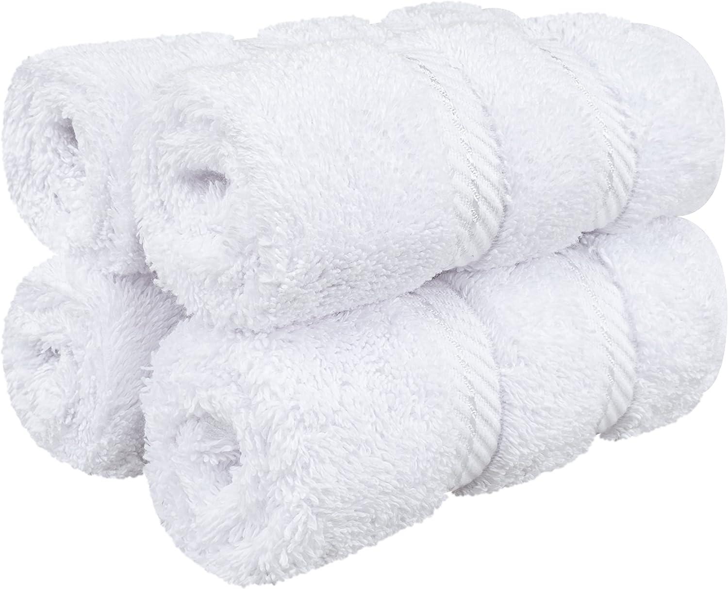 Luxury White Turkish Cotton 4-Piece Washcloth Set