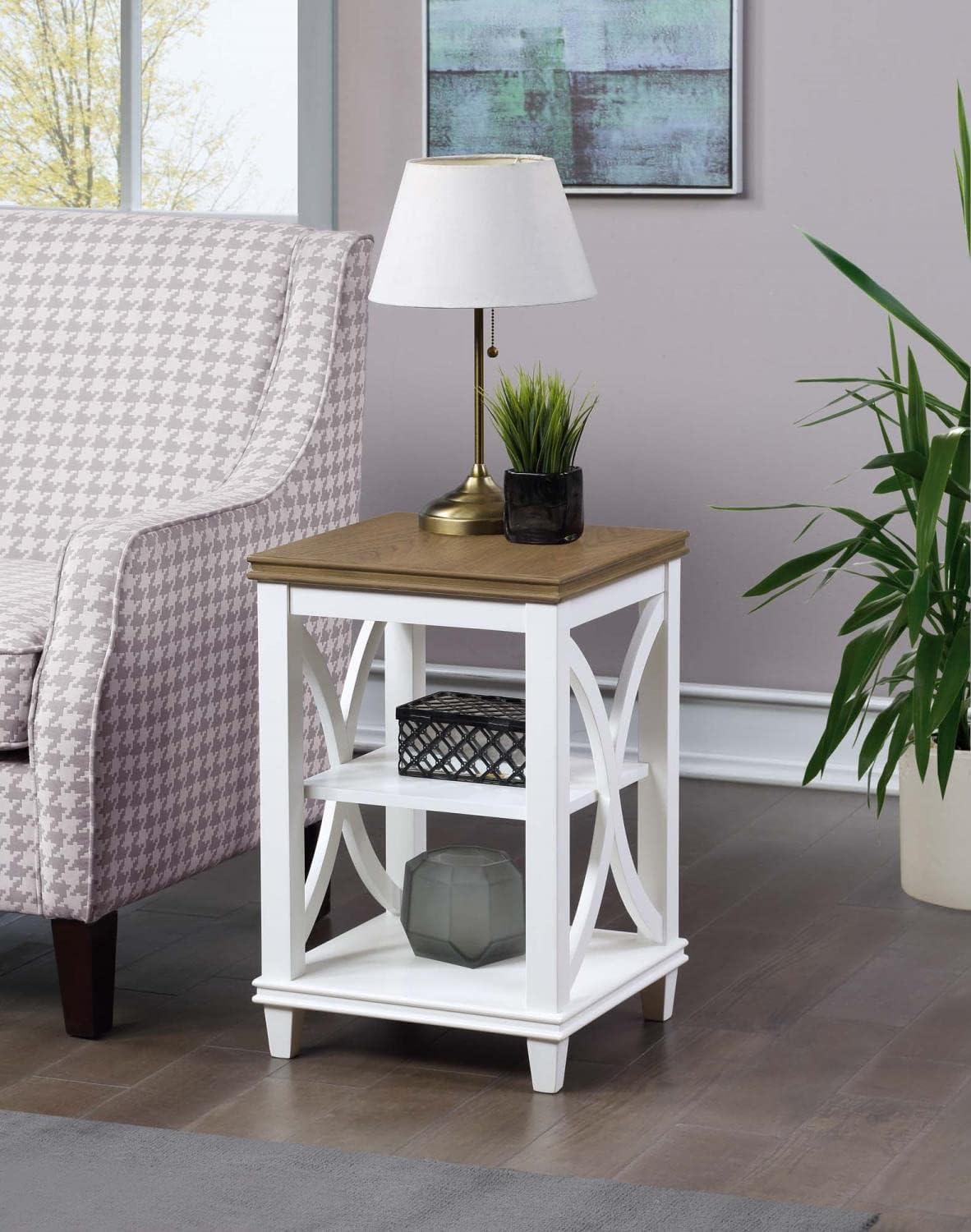 Convenience Concepts Florence End Table in White and Brown Wood Finish