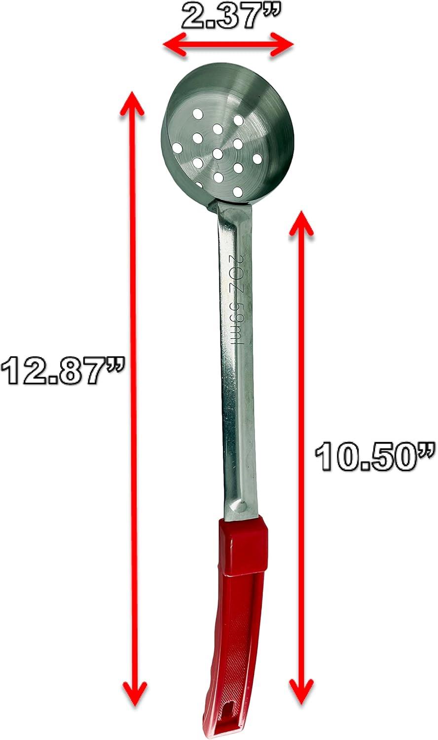 Stainless Steel Portion Control Serving Spoon Perforated & Solid 6-Piece Combo Set 2oz, 4z, 6oz