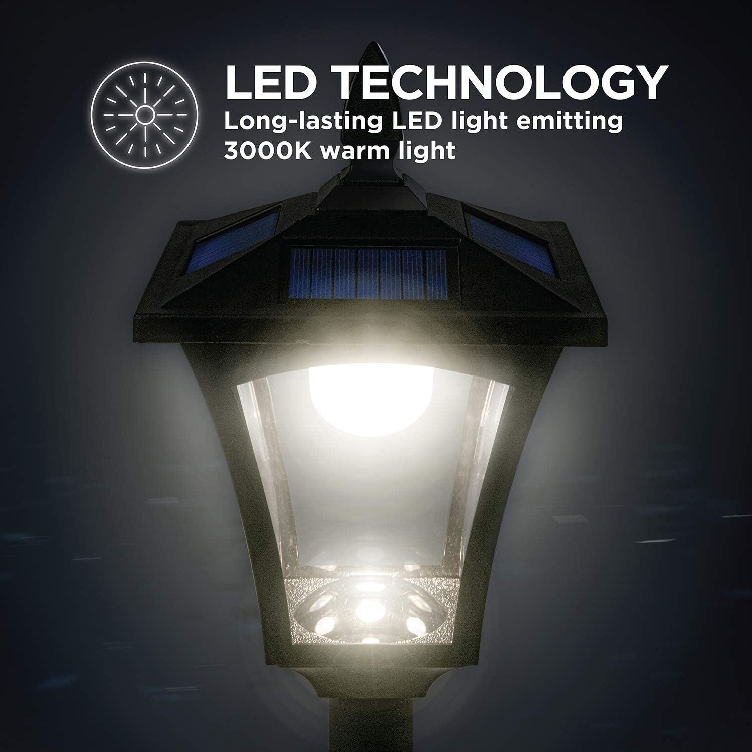 Home Zone Solar Lamp Post Light - 65" Tall, for Outdoor/Garden/Yard Decoration and Lighting