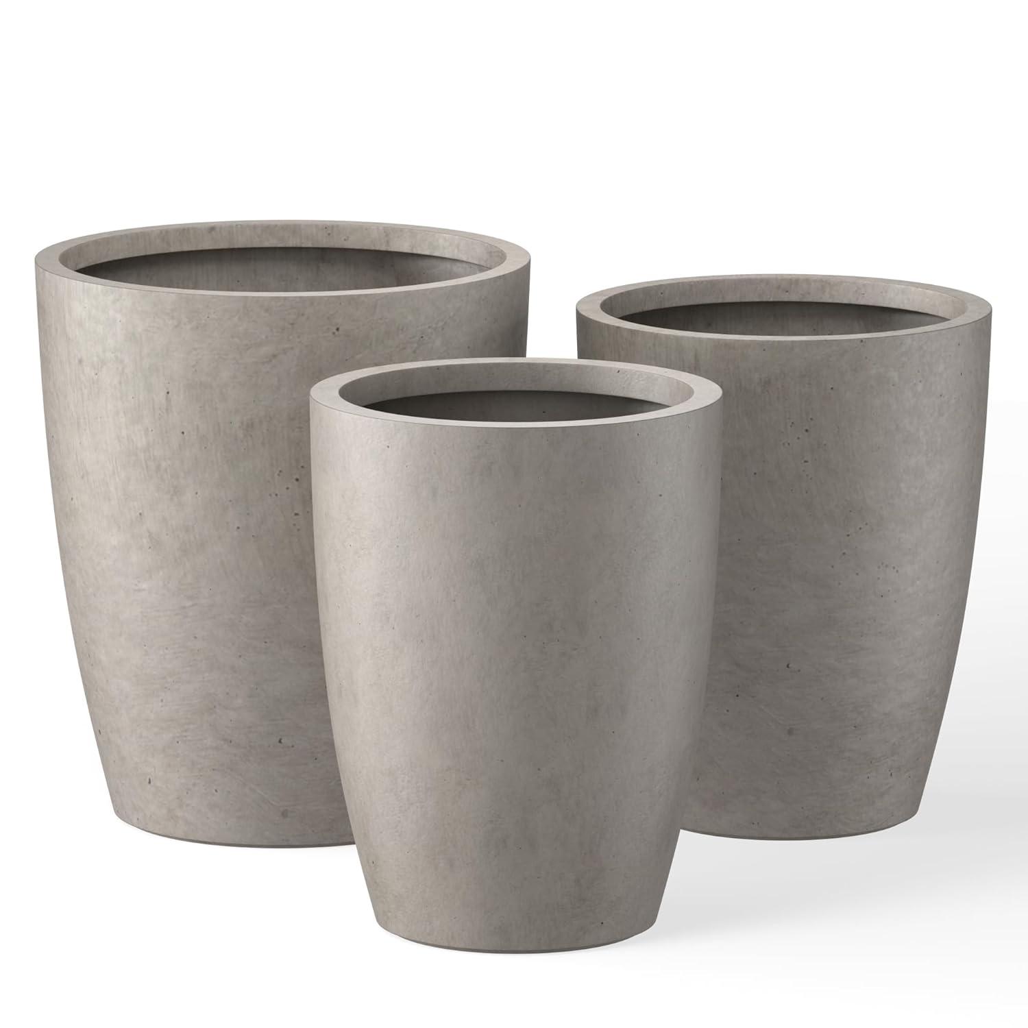 Rosemead Home & Garden 3pc Concrete Outdoor Planter Pots Beige