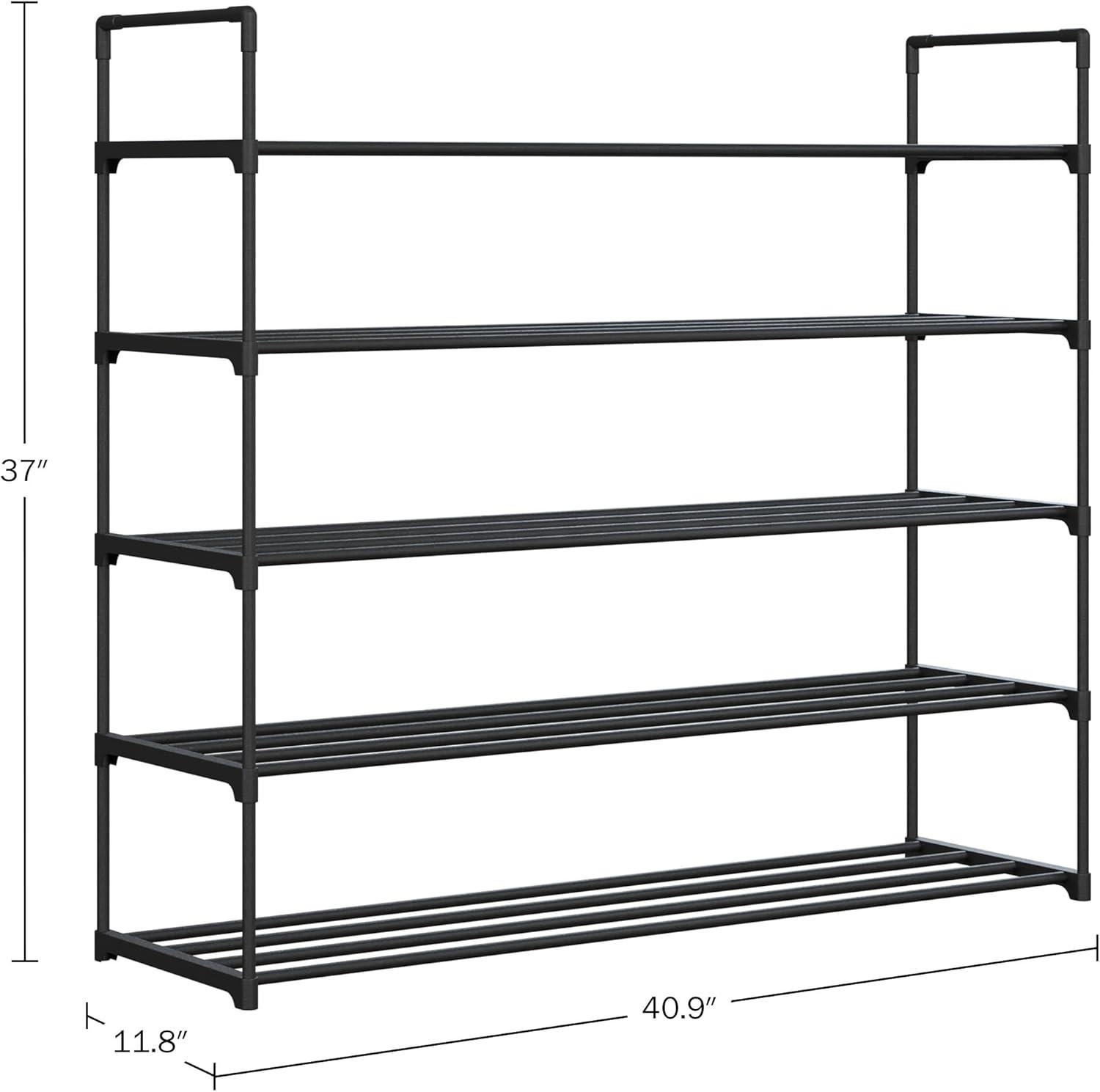 Home-Complete 5-Tier Shoe Rack for 25 Pairs, Black