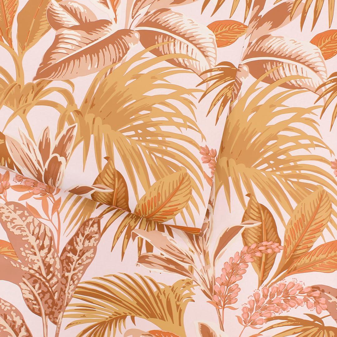 Tempaper & Co.® Havana Palm Removable Peel and Stick Wallpaper, Terracotta Sun, 28 sq. ft.: Vinyl Botanical Leaf Design
