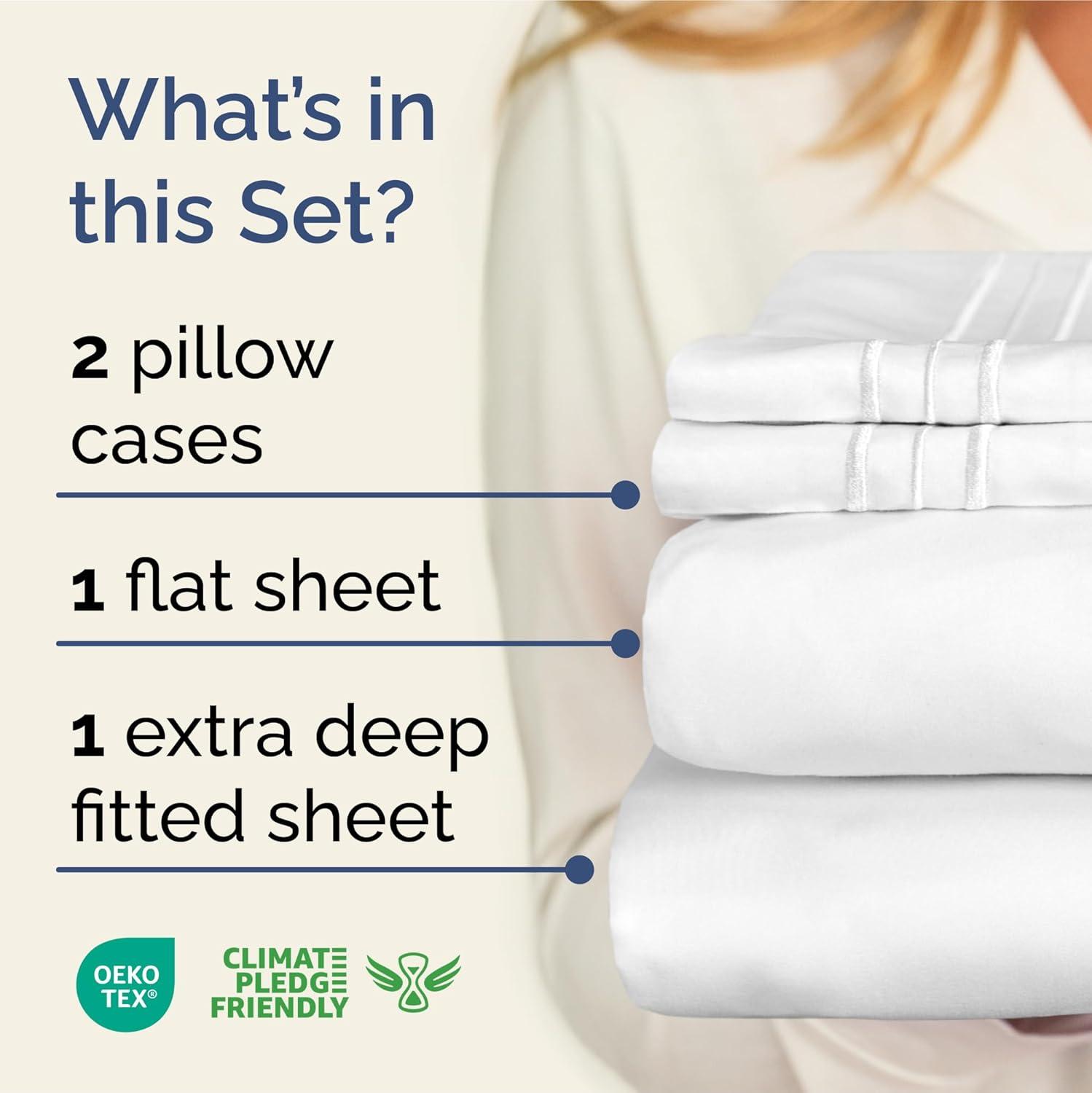 4 Piece Ultra Soft & Cooling Deep Pocket Sheet Set Brushed Hotel Luxury Bed Sheets