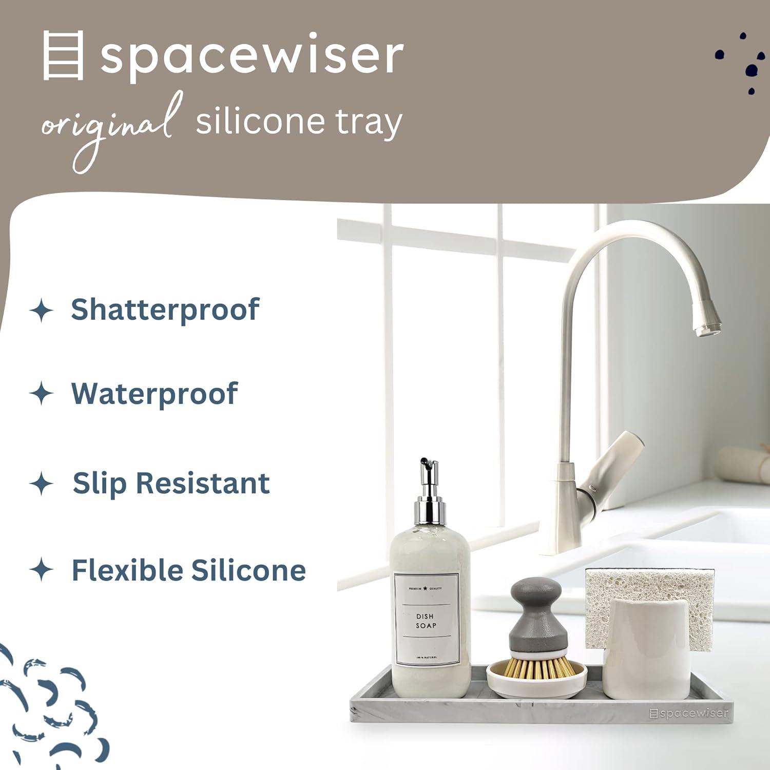 Countertop and Vanity Tray - 11.7" Shatterproof Bathroom Tray, Flexible Silicone Soap Tray for Kitchen, Toilet Tank Tray, Bathroom Trays for Counter, Perfume Candle Key Valet Tray