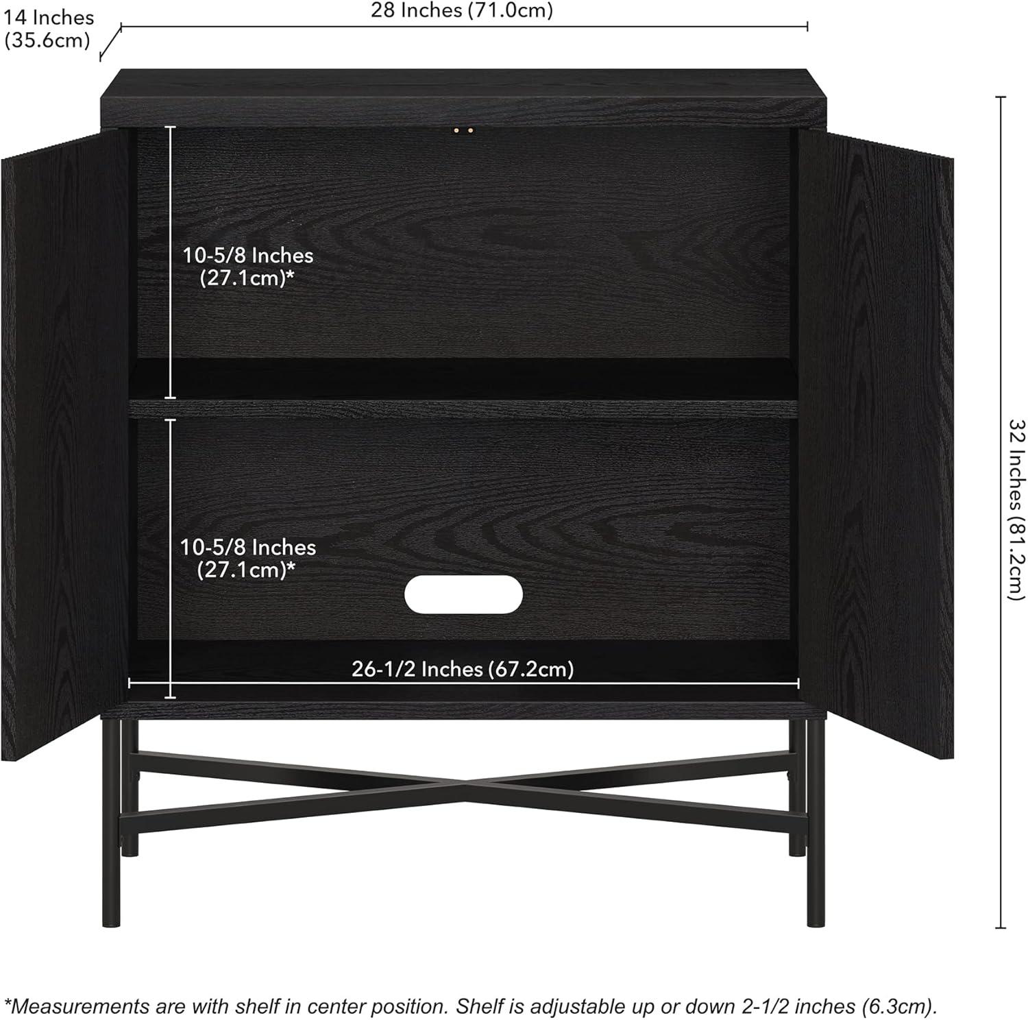 Evelyn&Zoe Brighton 28" Wide Rectangular Accent Cabinet, Black Grain
