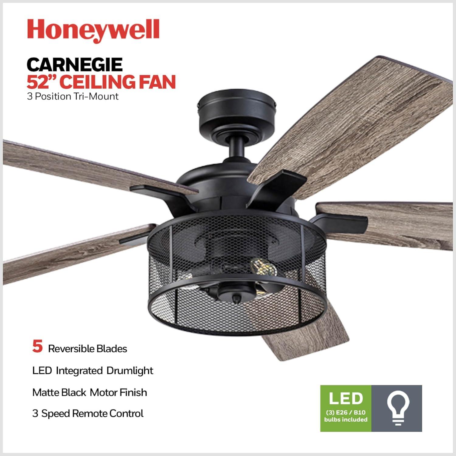 Carnegie 52" Ceiling Fan with LED Lights and Remote Included