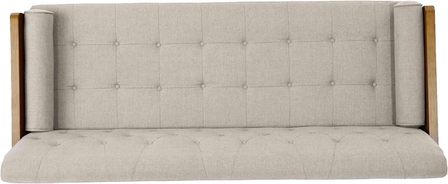 Aidan Mid-Century Modern Tufted Beige Fabric Sofa
