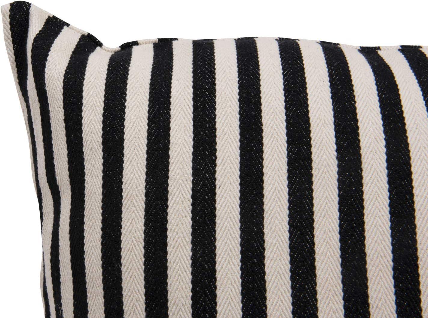 Creative Co-Op Woven Cotton Striped Pillow, Black and Cream